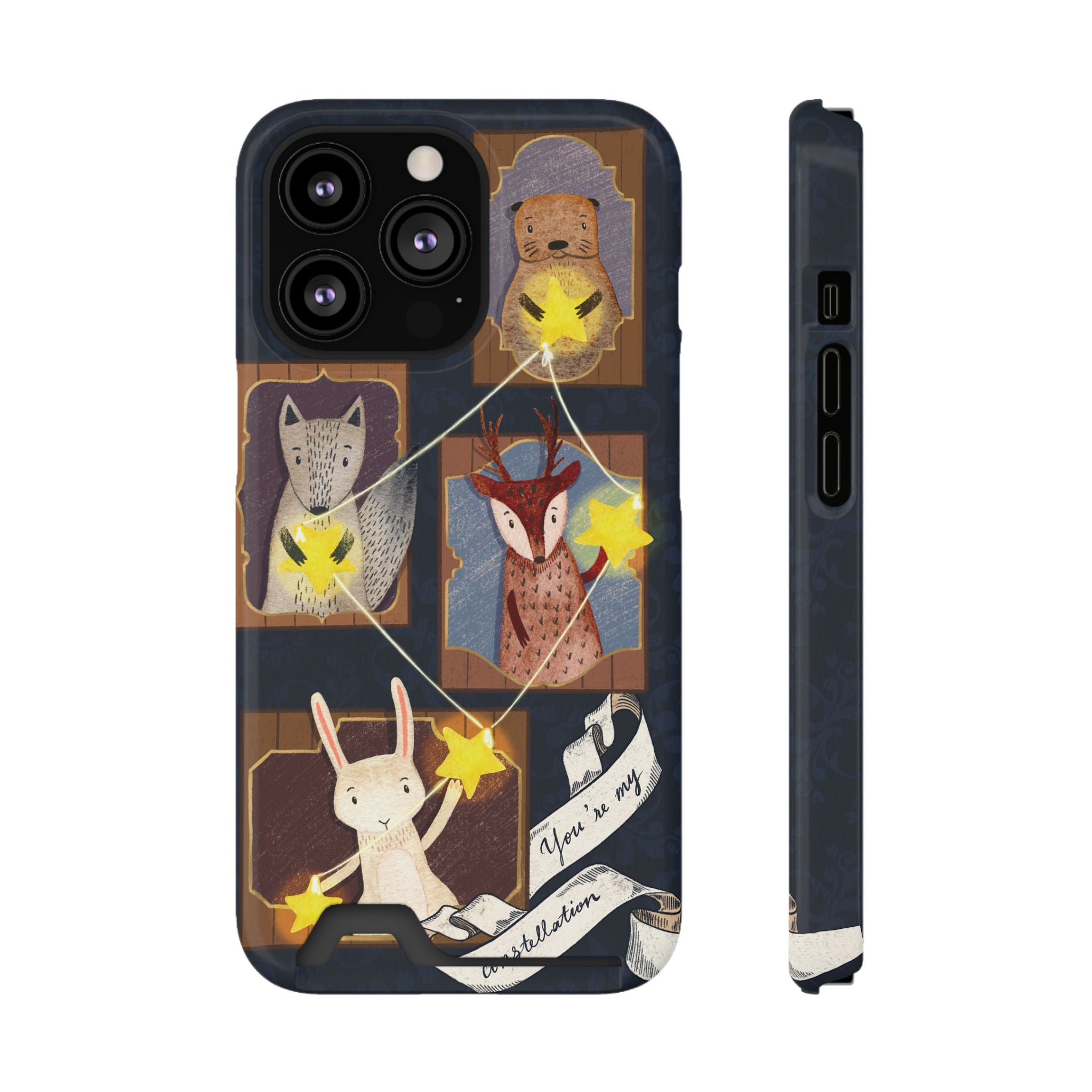 Whimsical Animal Phone Case with Card Holder, Cute Animal Design, Card Storage Case, Ideal for Animal Lovers, Gift for Kids, Birthday