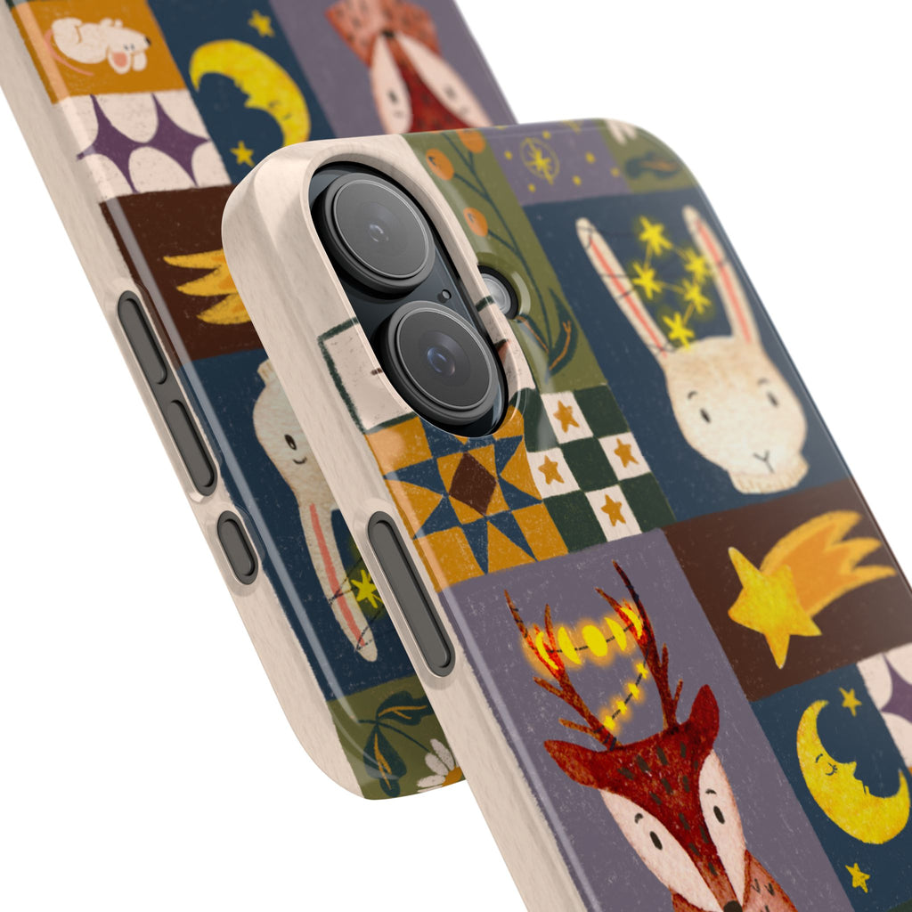 Holiday Night Sky Slim Case, Cute Forest Creatures iPhone Cover, Bunny Deer Moose, iPhone 7 8 X XR XS 11 12 13 14 15 16
