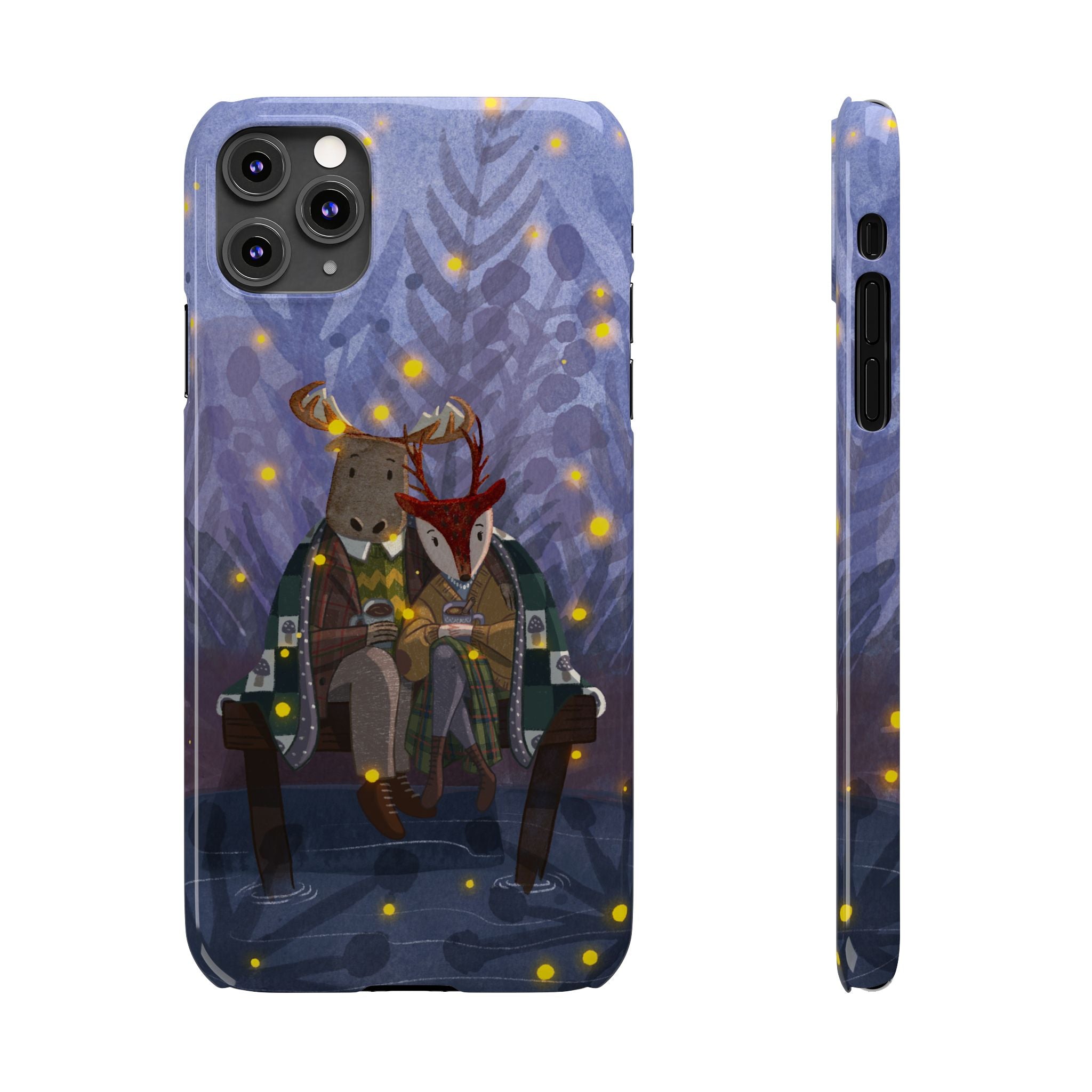 Whimsical Animal Love Slim Phone Cases, Cute Holiday Gifts, Cozy Home Decor, Nature Lover Accessories, Couples Gifts