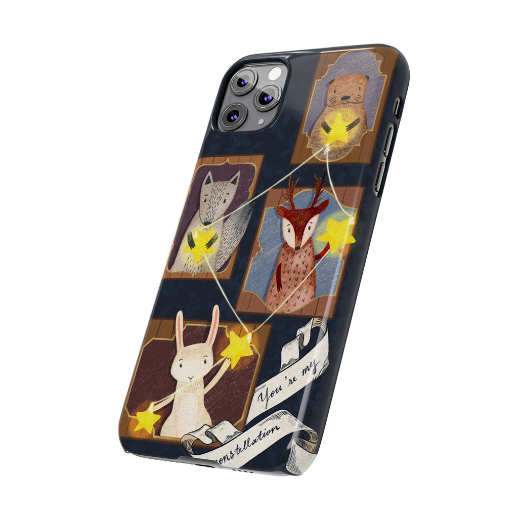 Constellation Friends Slim Case, Woodland Portrait iPhone Cover, Star Collector Design, Cute Kawaii Gift, Phone 8 9 X XR 11 12 13 14 15 16