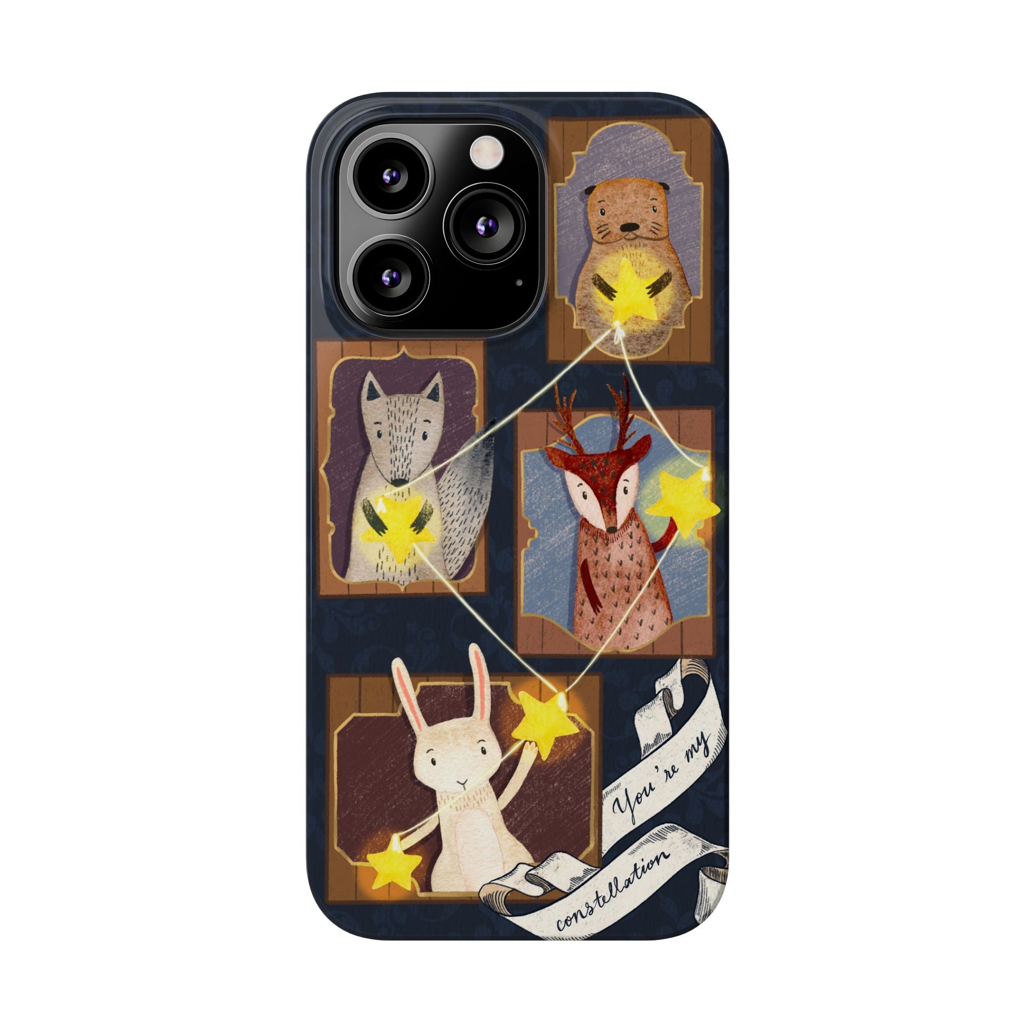 Constellation Friends Slim Case, Woodland Portrait iPhone Cover, Star Collector Design, Cute Kawaii Gift, Phone 8 9 X XR 11 12 13 14 15 16