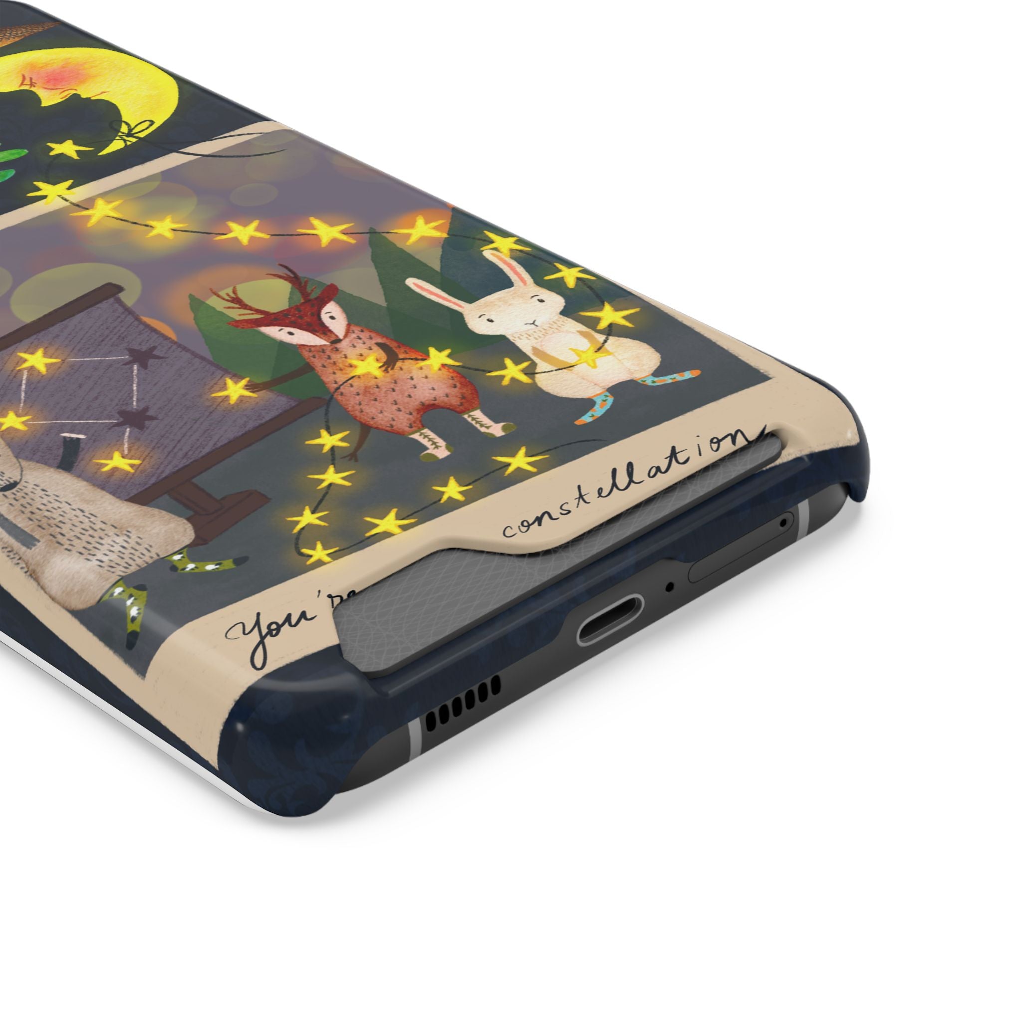 Woodland Astronomy Class Phone Case - Whimsical Forest Animals Learning Constellations - Cute iPhone 13/Samsung Case
