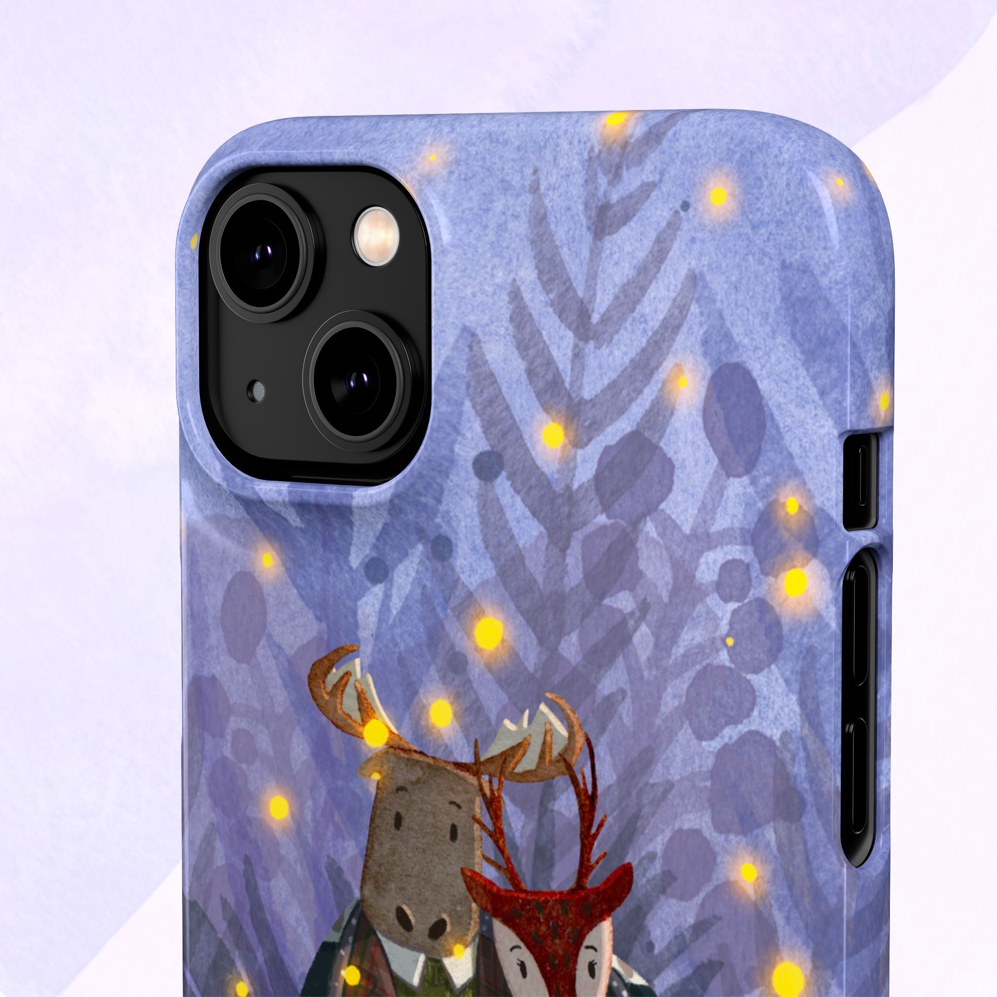 Whimsical Animal Lovers Snap Cases - Cozy Phone Protection, Gift for Nature Lovers, Holiday Decor, Cute Character Design, Animal Couple