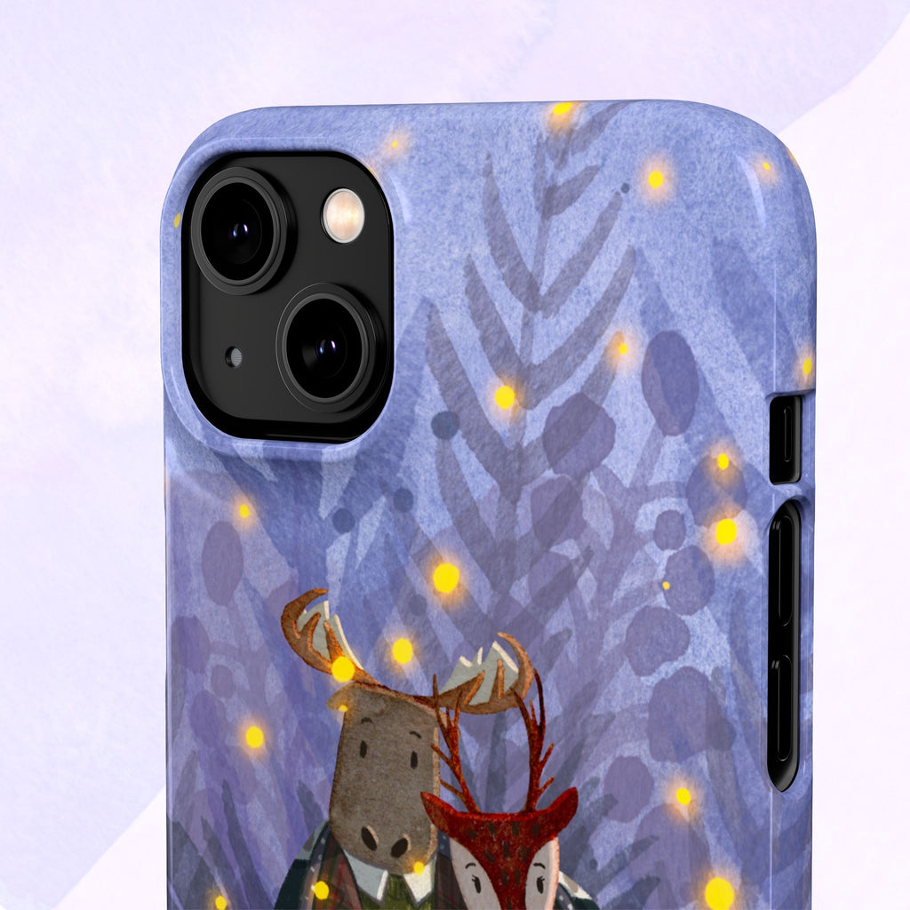 Whimsical Animal Lovers Snap Cases - Cozy Phone Protection, Gift for Nature Lovers, Holiday Decor, Cute Character Design, Animal Couple
