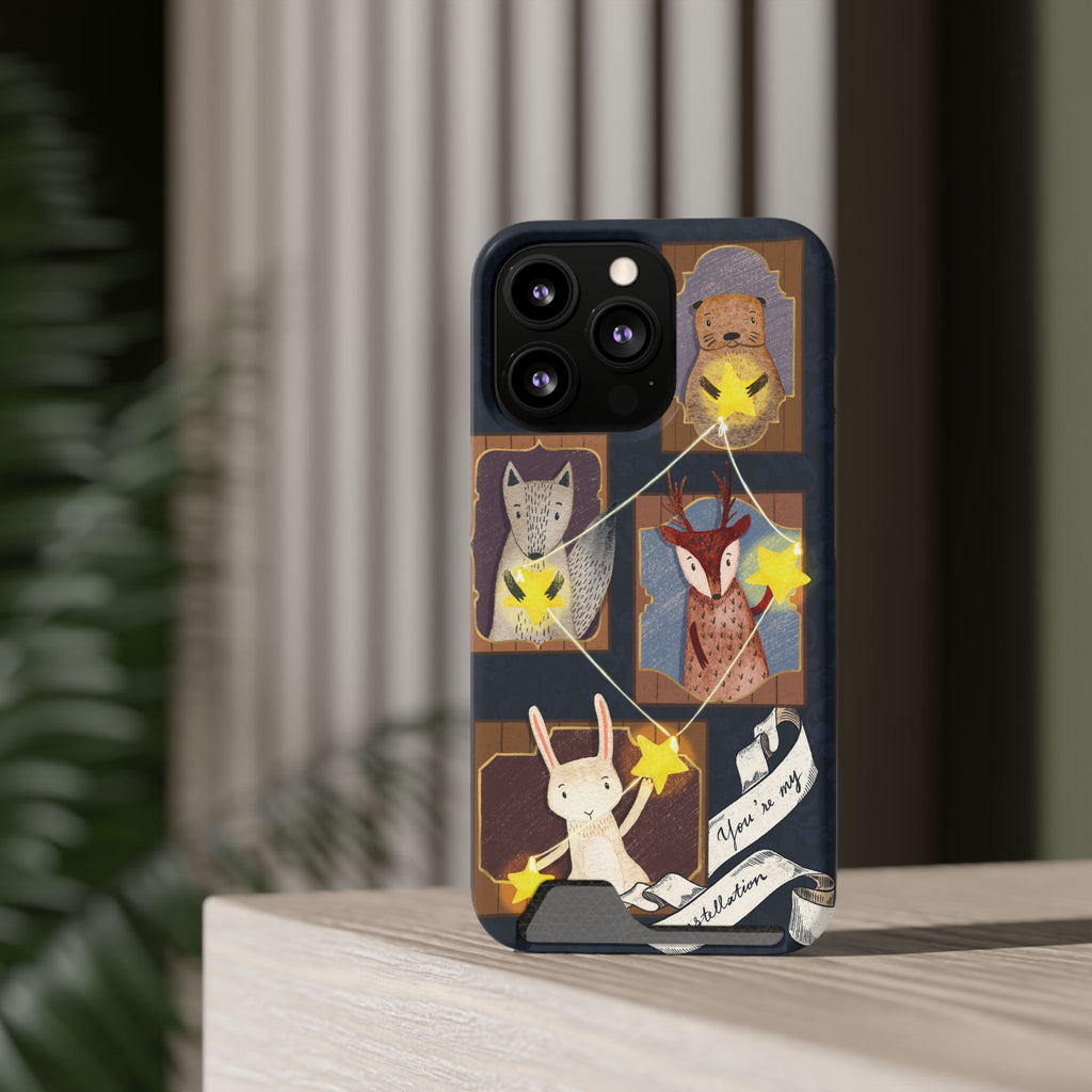 Whimsical Animal Phone Case with Card Holder, Cute Animal Design, Card Storage Case, Ideal for Animal Lovers, Gift for Kids, Birthday