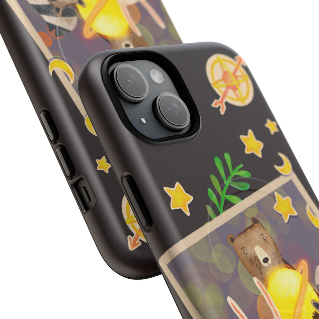 Tough Magnetic Cases, Whimsical Animal Phone Case, Cute Bear Rabbit Raccoon Design, Cute gift for her, Birthdays, iPhone 14 15 16 pro max