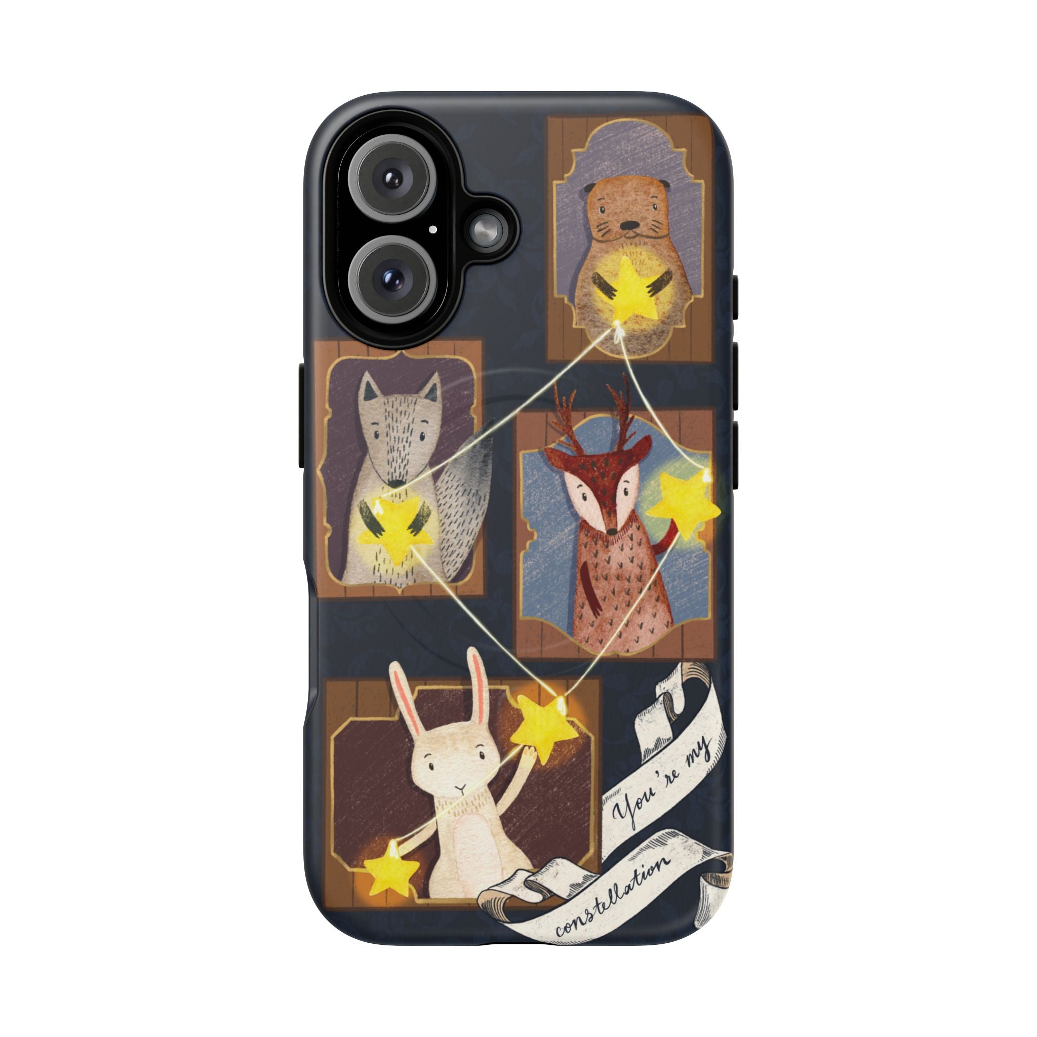 Celestial Animal Stars iPhone Case, Tough Magnetic Cover, Nature Theme, Unique Cute Animal Gifts, iPhone 14 15 16 pro max