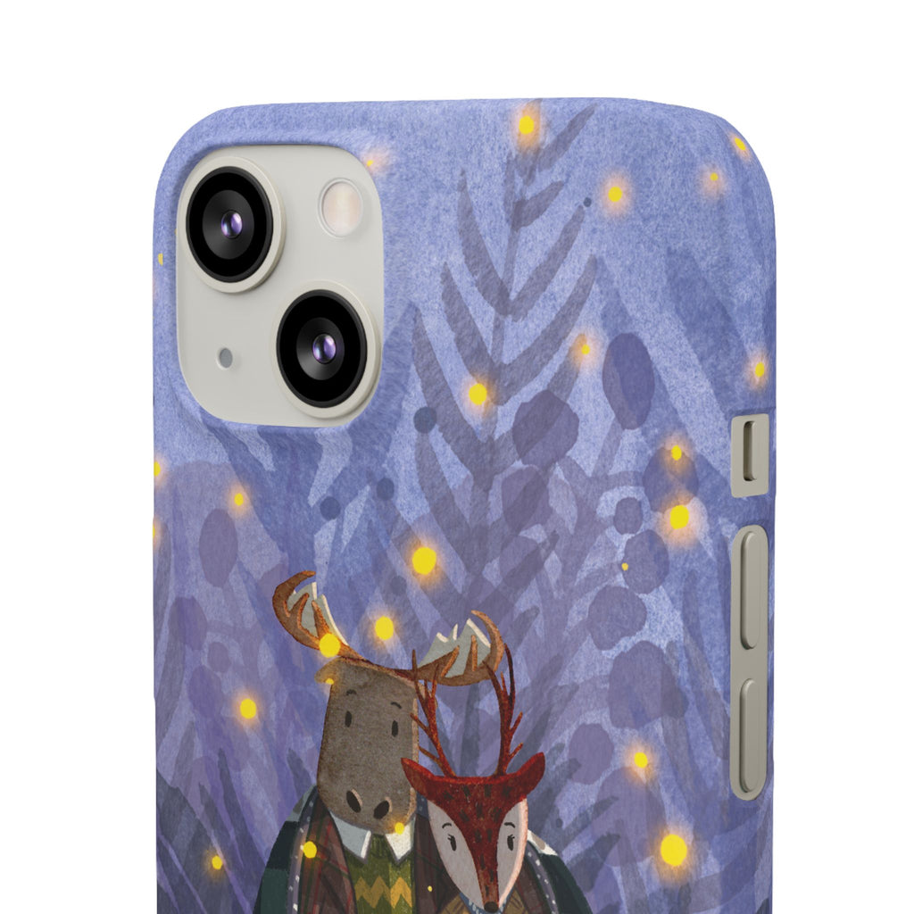 Whimsical Animal Lovers Snap Cases - Cozy Phone Protection, Gift for Nature Lovers, Holiday Decor, Cute Character Design, Animal Couple