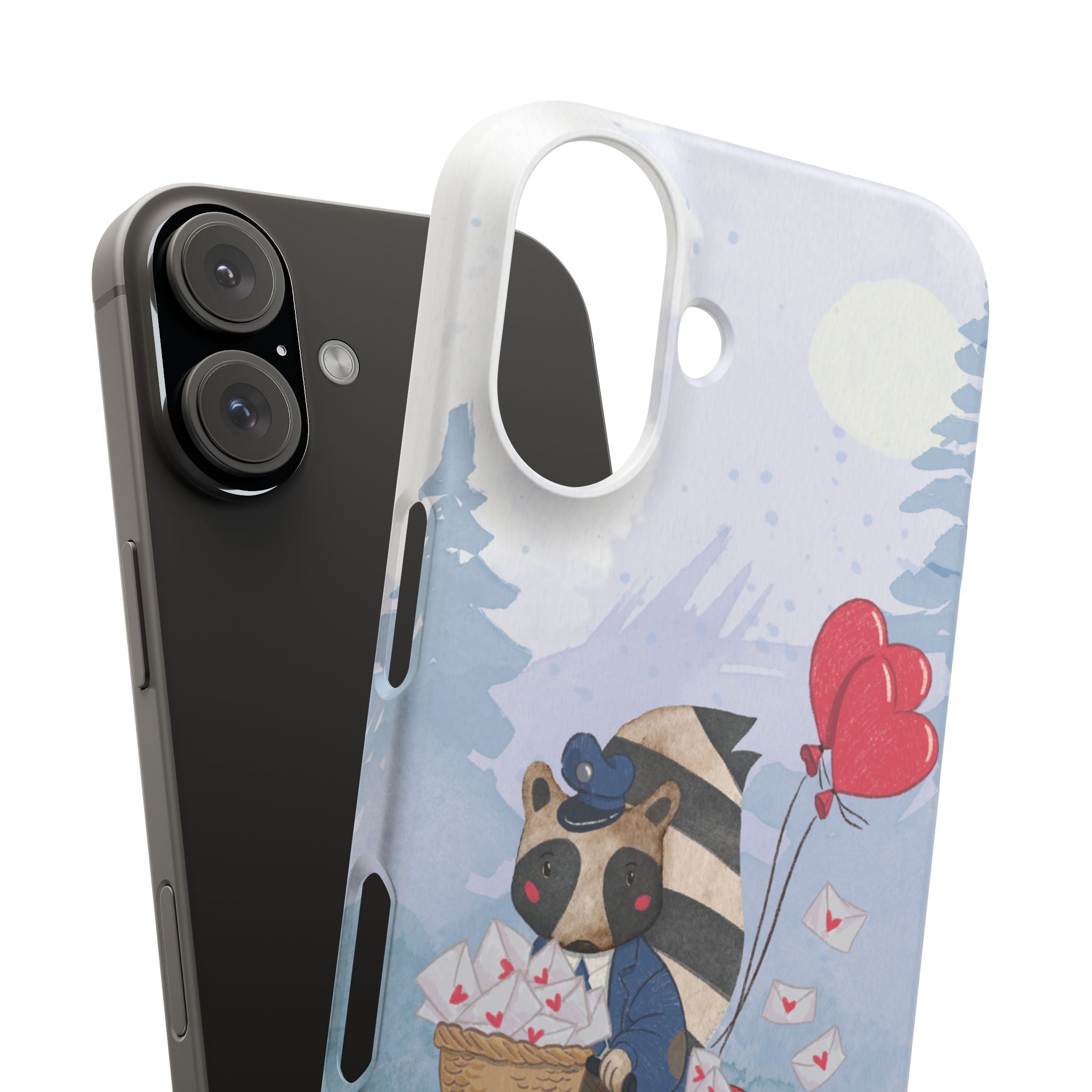 Whimsical Animal Snap Case with Love Balloons, Cute Phone Case, Valentine's Day Gift, Animal Lover Accessory, Creative Phone Cover