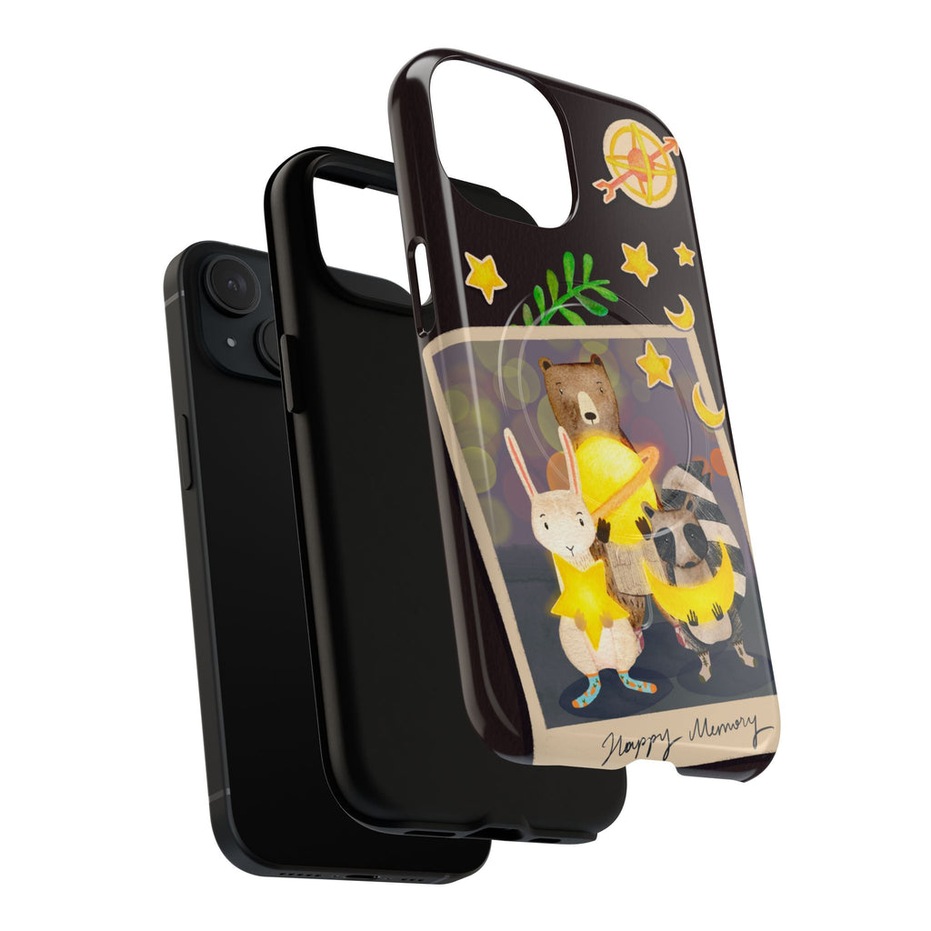 Tough Magnetic Cases, Whimsical Animal Phone Case, Cute Bear Rabbit Raccoon Design, Cute gift for her, Birthdays, iPhone 14 15 16 pro max