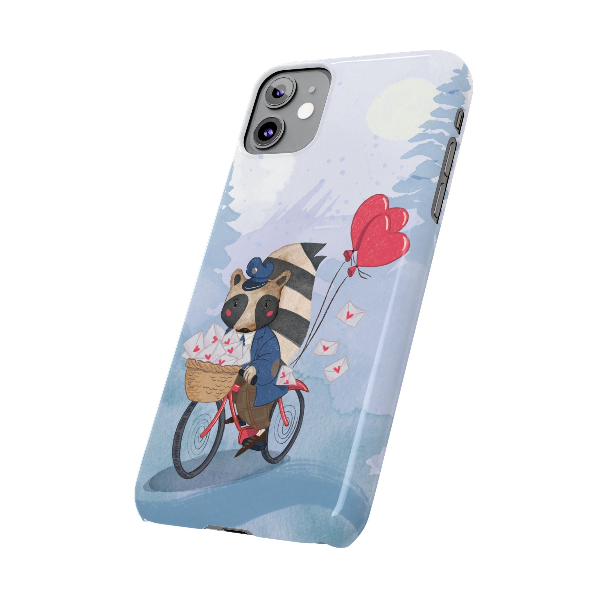 Whimsical Raccoon Slim Phone Case | Cute Animal Design | Perfect for Nature Lovers, Gifts, Birthdays, Valentines Day, Everyday Use