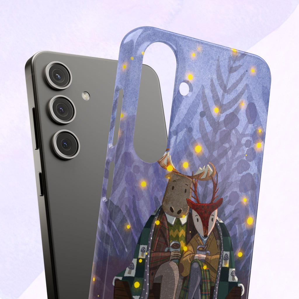 Whimsical Animal Lovers Snap Cases - Cozy Phone Protection, Gift for Nature Lovers, Holiday Decor, Cute Character Design, Animal Couple