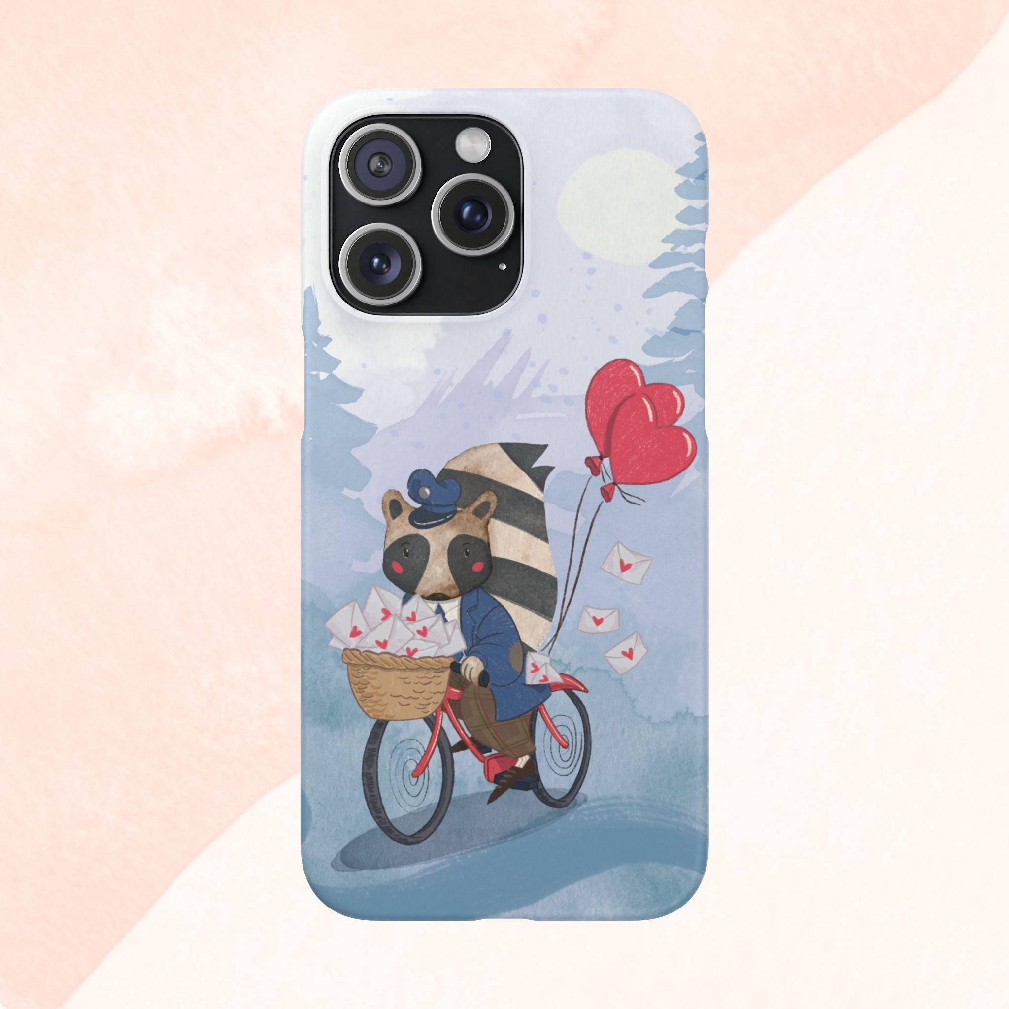 Whimsical Animal Snap Case with Love Balloons, Cute Phone Case, Valentine's Day Gift, Animal Lover Accessory, Creative Phone Cover