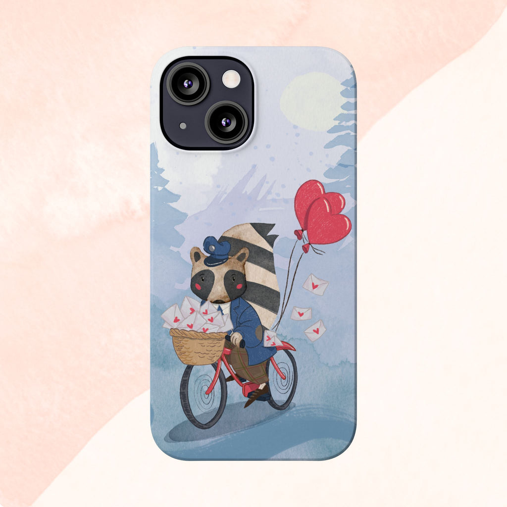 Whimsical Raccoon Slim Phone Case | Cute Animal Design | Perfect for Nature Lovers, Gifts, Birthdays, Valentines Day, Everyday Use