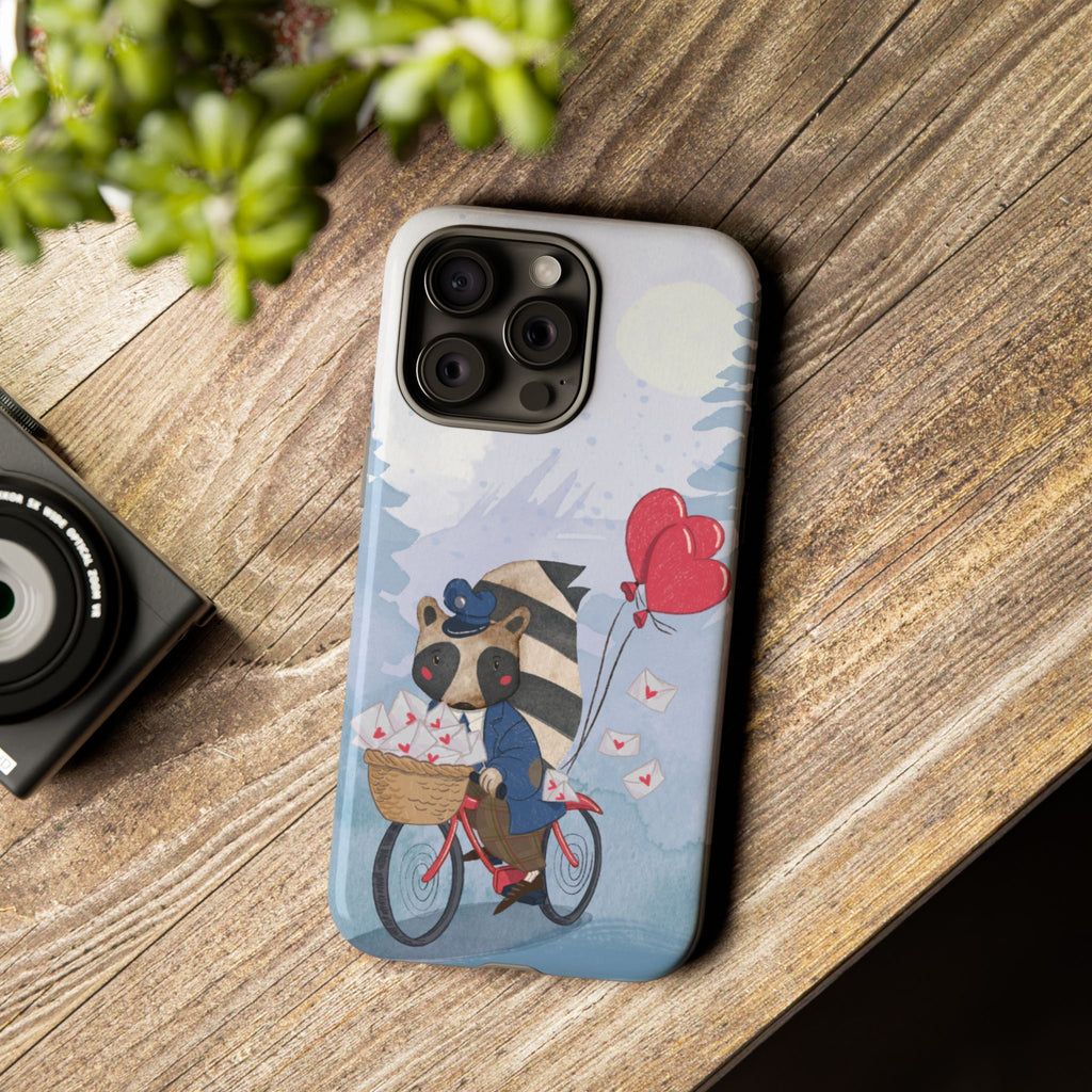 Cute Raccoon Phone Case, Tough Case for Animal Lovers, Valentine's Day Gift, Whimsical Phone Accessory, Gifts for Kids