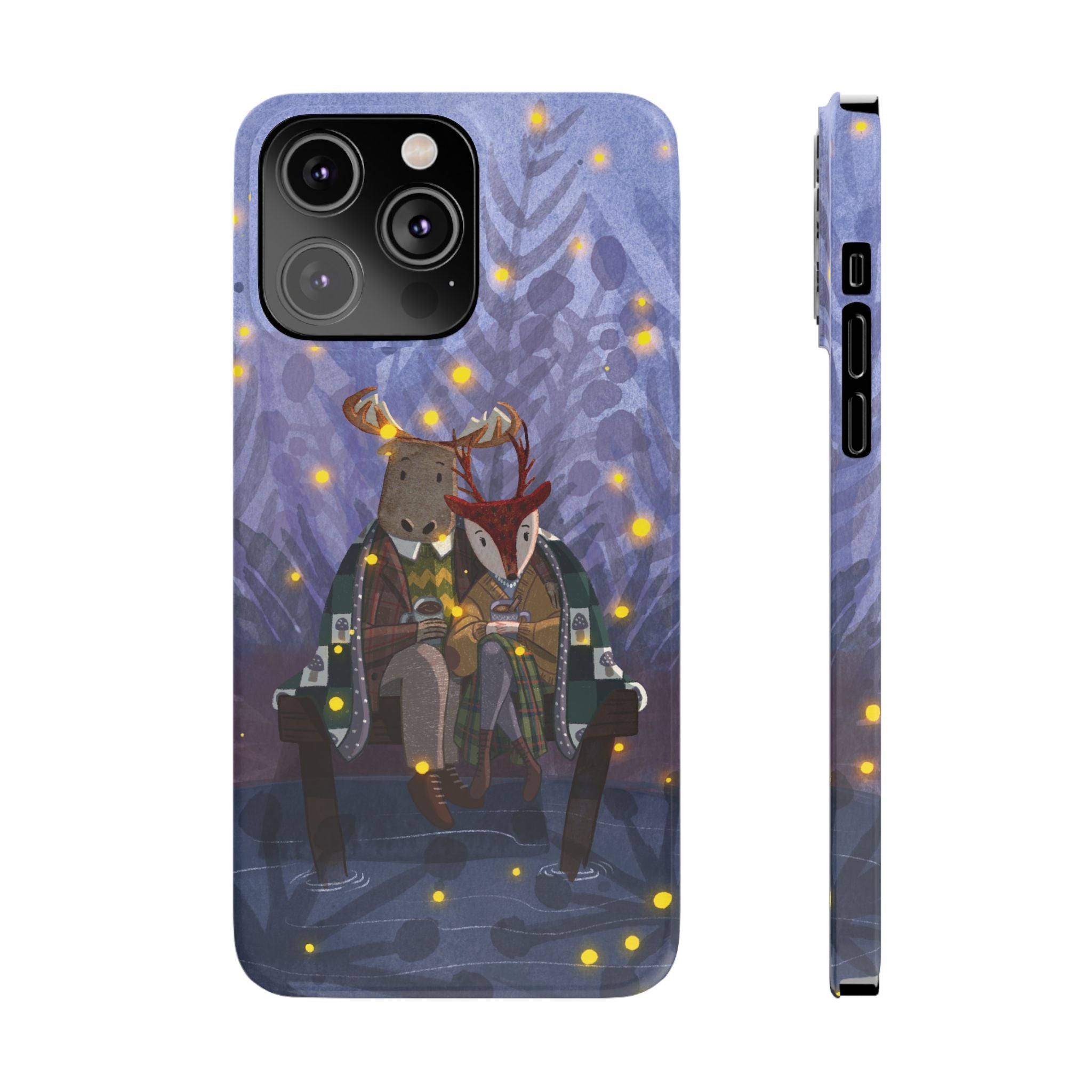 Whimsical Animal Love Slim Phone Cases, Cute Holiday Gifts, Cozy Home Decor, Nature Lover Accessories, Couples Gifts