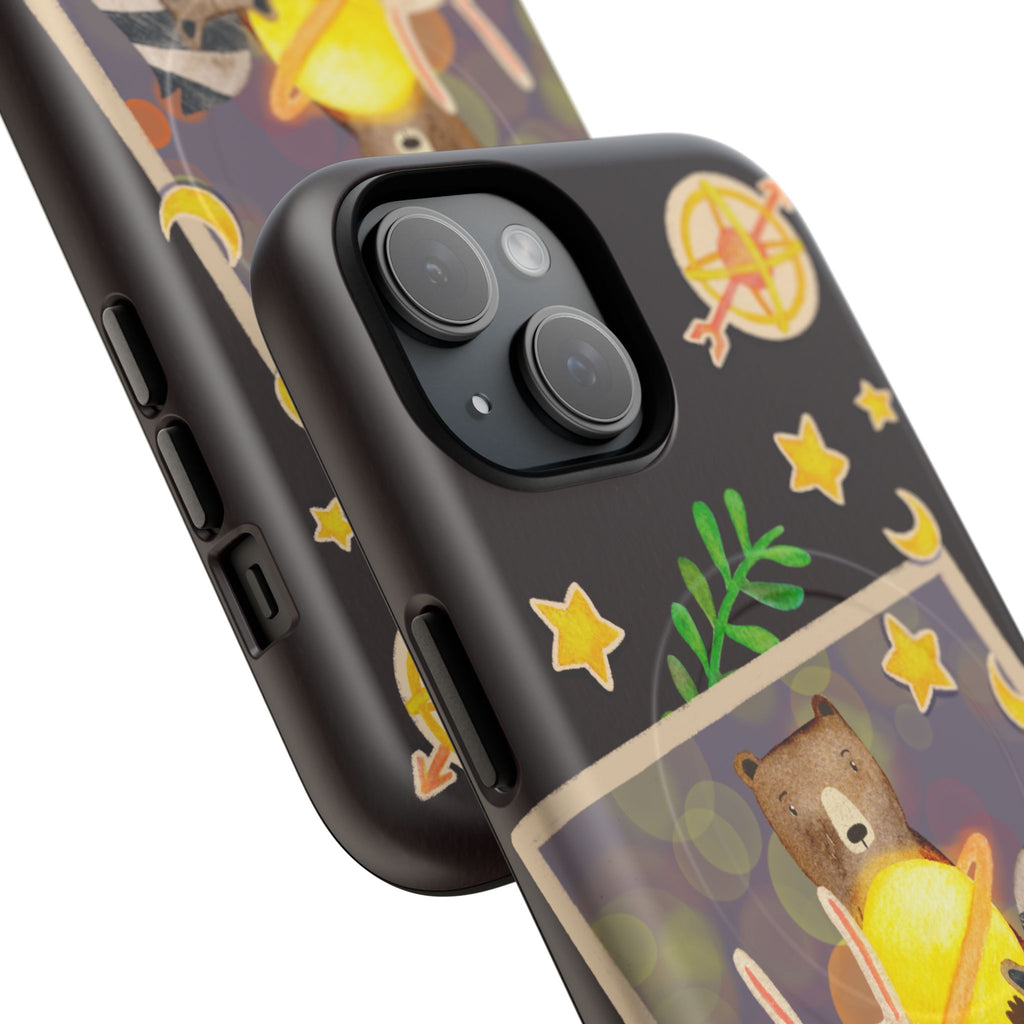 Tough Magnetic Cases, Whimsical Animal Phone Case, Cute Bear Rabbit Raccoon Design, Cute gift for her, Birthdays, iPhone 14 15 16 pro max