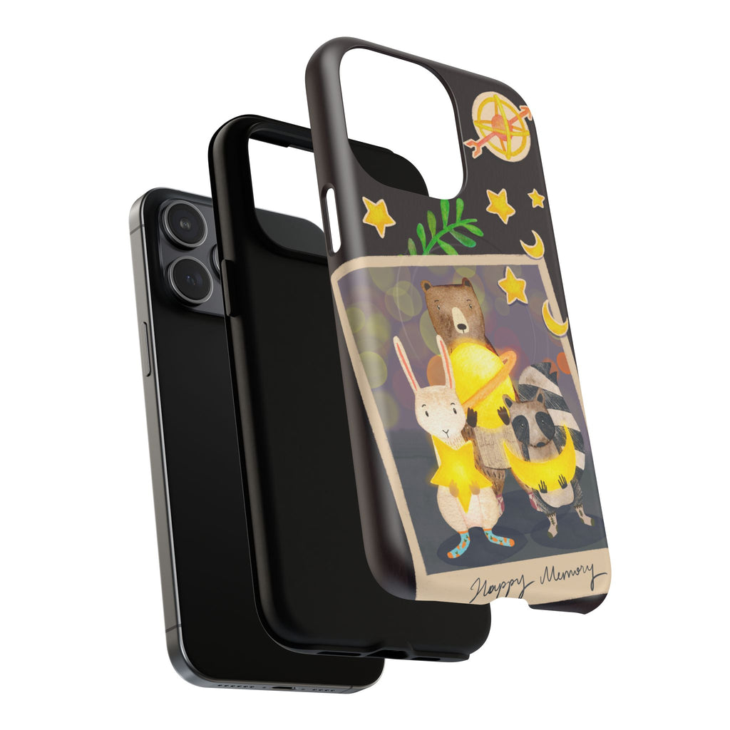 Tough Magnetic Cases, Whimsical Animal Phone Case, Cute Bear Rabbit Raccoon Design, Cute gift for her, Birthdays, iPhone 14 15 16 pro max