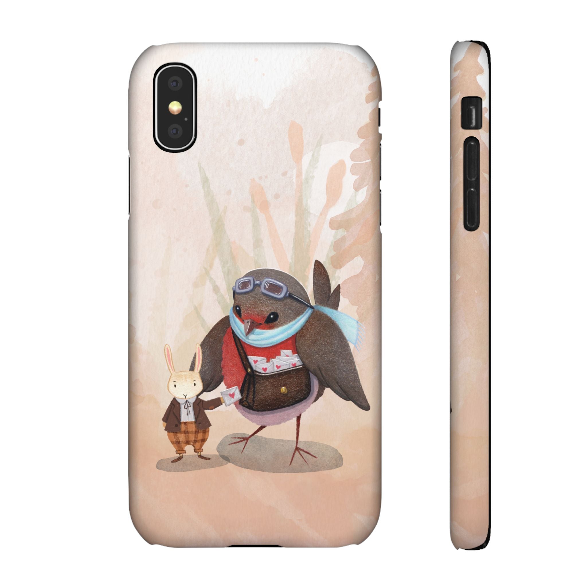 Whimsical Animal Snap Cases, Cute Phone Case, Handmade Bird and Bunny Design, Gift for Animal Lovers, Unique Smartphone Cover