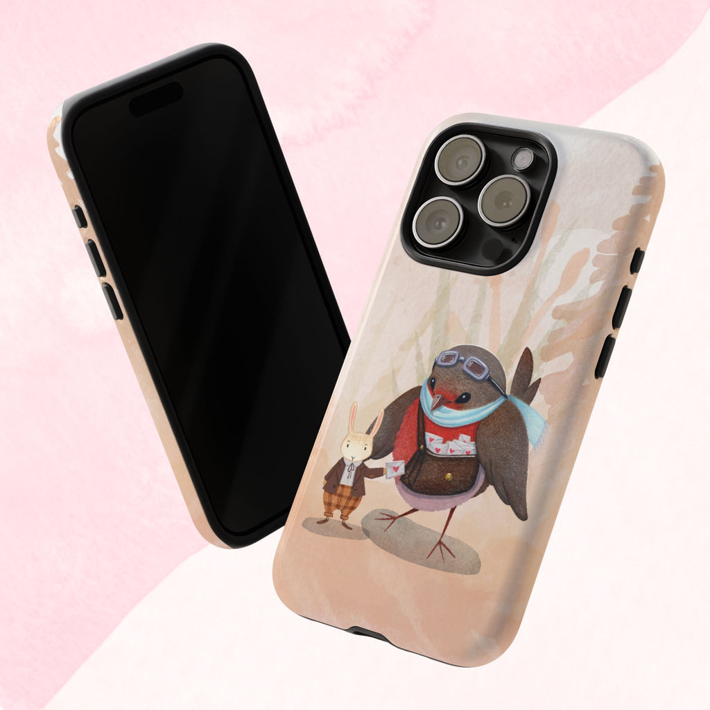 Whimsical Animal Phone Case, Cute Bird and Rabbit Design, Animal Lovers Gift, Nature-Themed Accessory, Eco-Friendly Tech Cover
