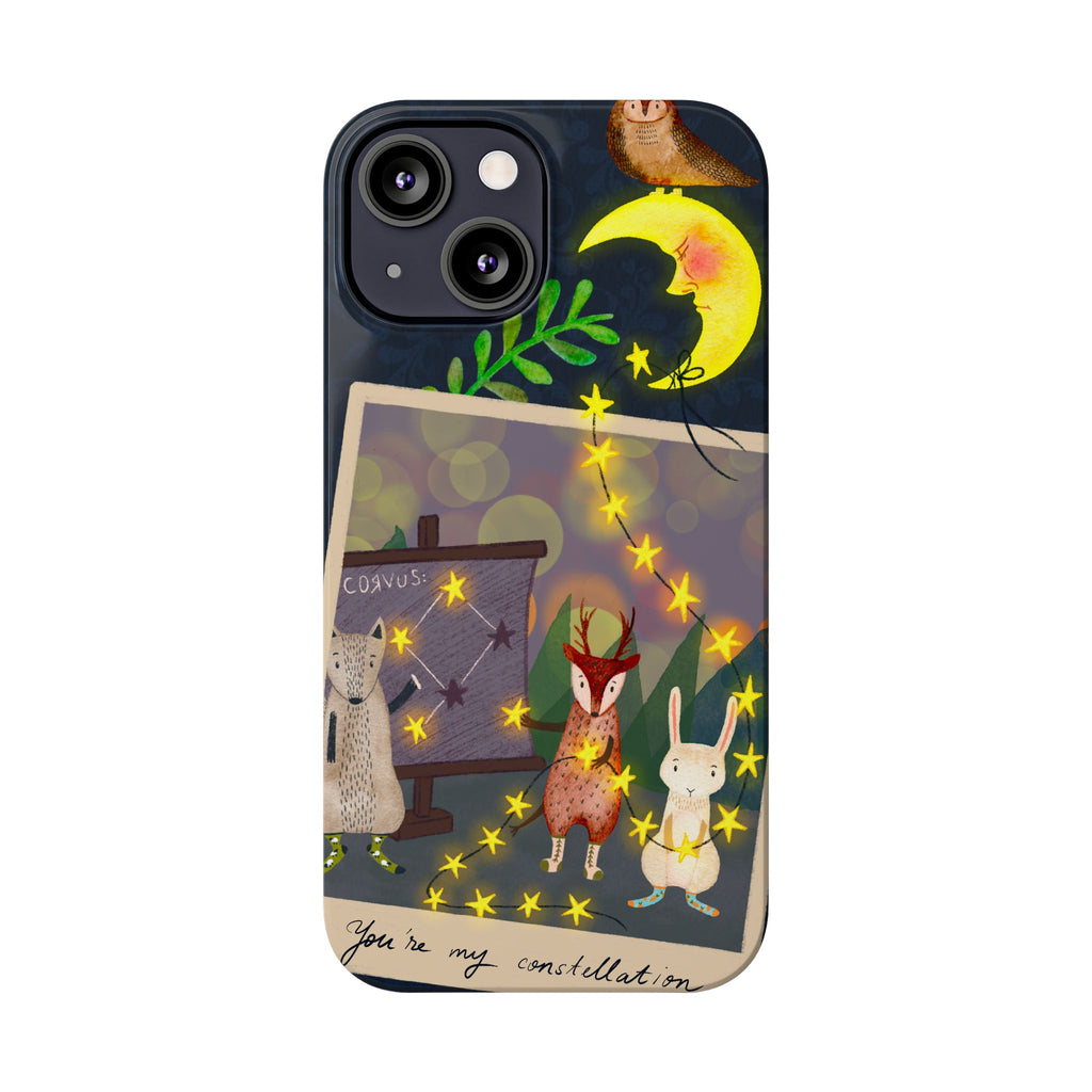 Constellation Friends iPhone Case, Starlit Woodland Photo Cover, Cute Gift for Birthday, Kawaii Design, iPhone 7 8 X XR XS 11 12 13 14 15 16
