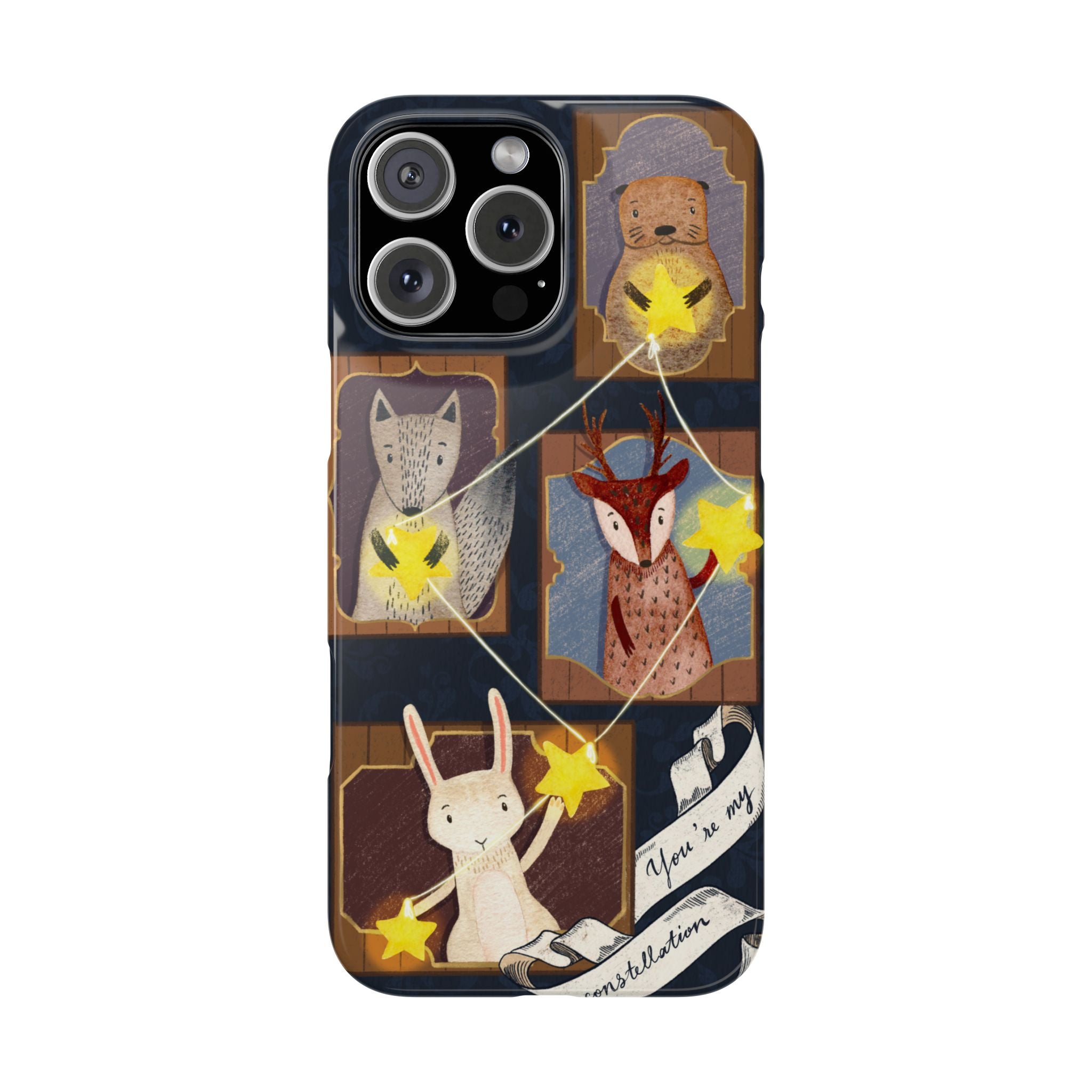 Constellation Friends Slim Case, Woodland Portrait iPhone Cover, Star Collector Design, Cute Kawaii Gift, Phone 8 9 X XR 11 12 13 14 15 16
