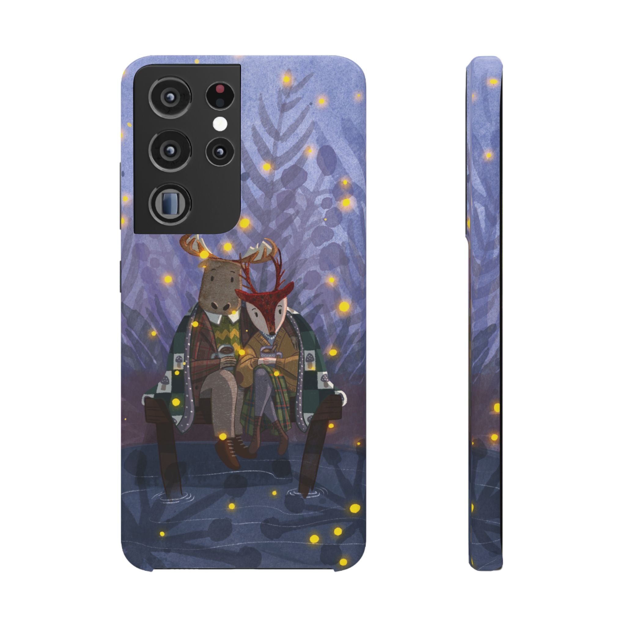 Whimsical Animal Lovers Snap Cases - Cozy Phone Protection, Gift for Nature Lovers, Holiday Decor, Cute Character Design, Animal Couple