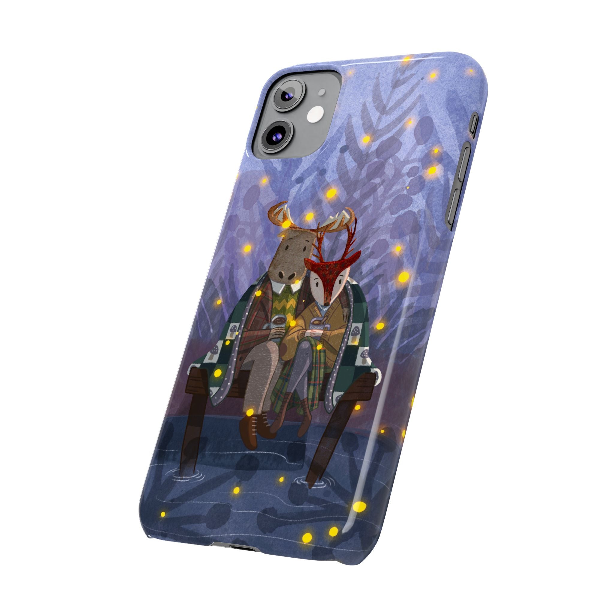 Whimsical Animal Love Slim Phone Cases, Cute Holiday Gifts, Cozy Home Decor, Nature Lover Accessories, Couples Gifts