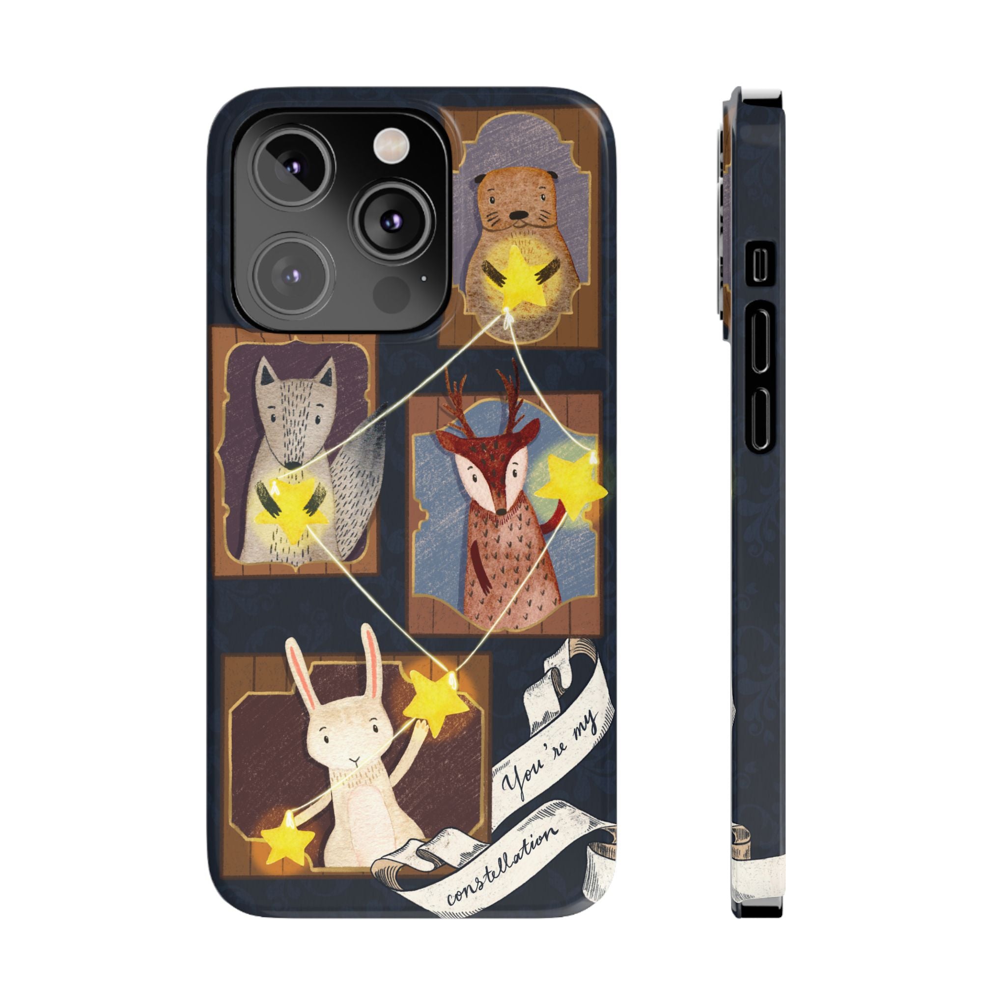 Constellation Friends Slim Case, Woodland Portrait iPhone Cover, Star Collector Design, Cute Kawaii Gift, Phone 8 9 X XR 11 12 13 14 15 16