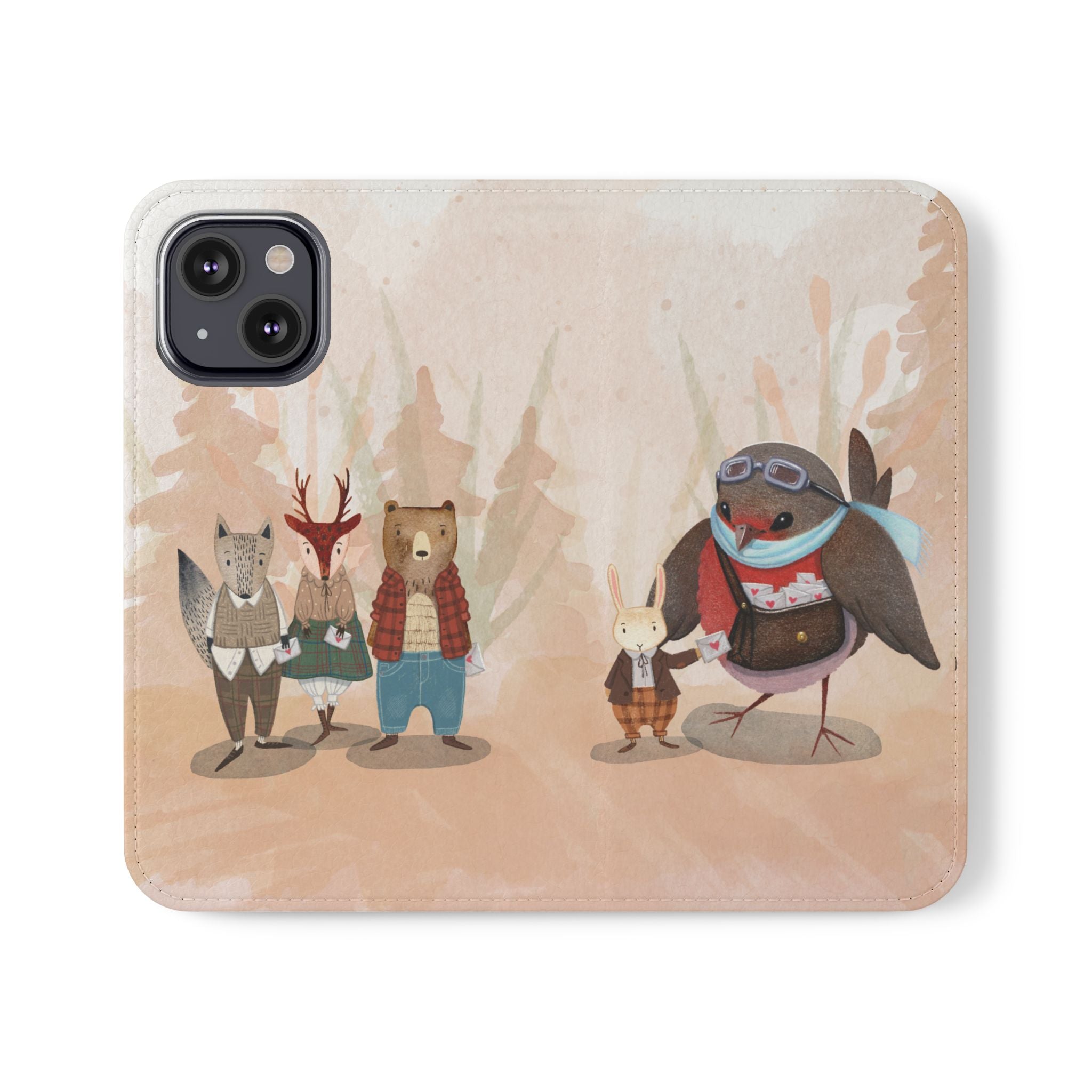 Whimsical Animal Flip Cases for Phones, Cute Woodland Creatures, Forest Friends Phone Cover, Animal Lover Gift, Phone Wallet