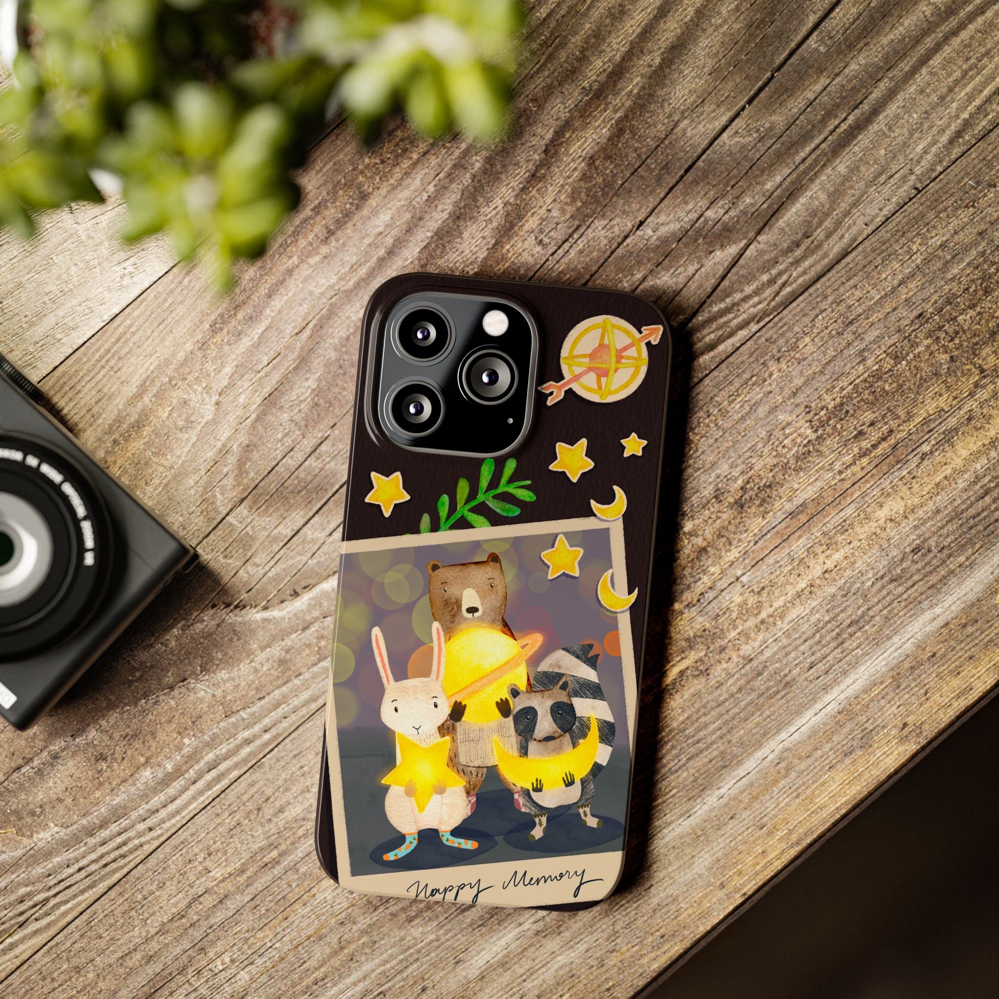 Happy Memory Animal Slim Case, Starry Night Friends iPhone Cover, Kawaii Photo Design, iPhone 8 9 X XR 12 13 14 15 16