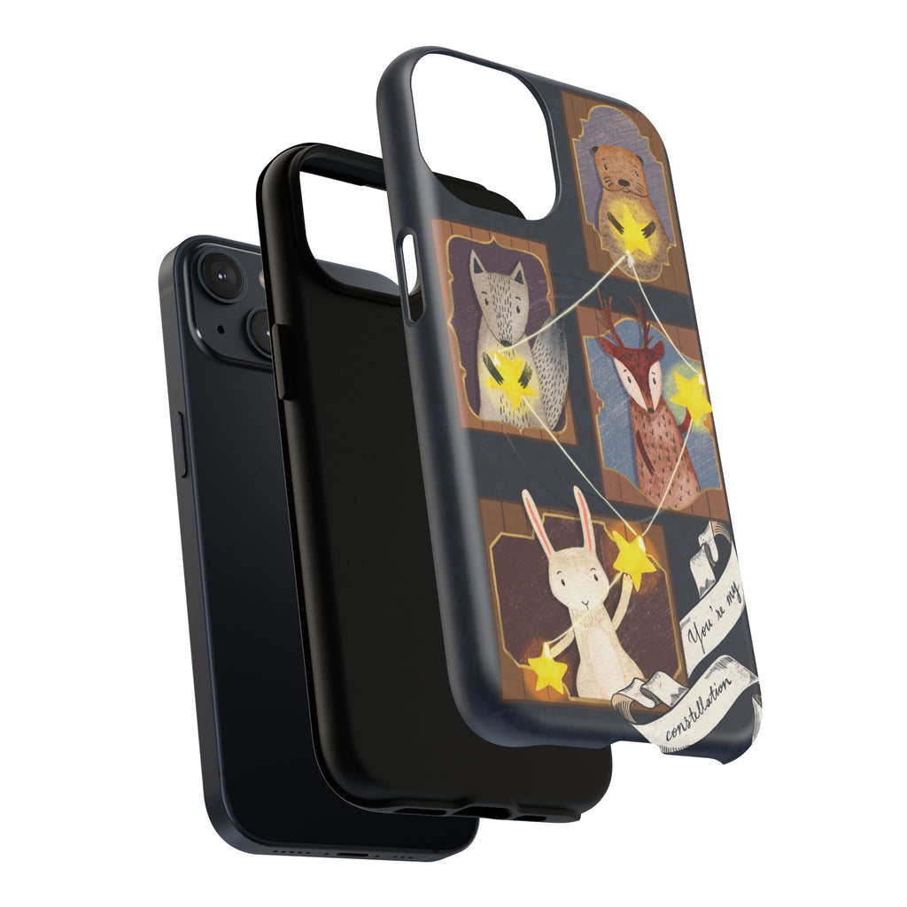 Celestial Animal Stars iPhone Case, Tough Magnetic Cover, Nature Theme, Unique Cute Animal Gifts, iPhone 14 15 16 pro max