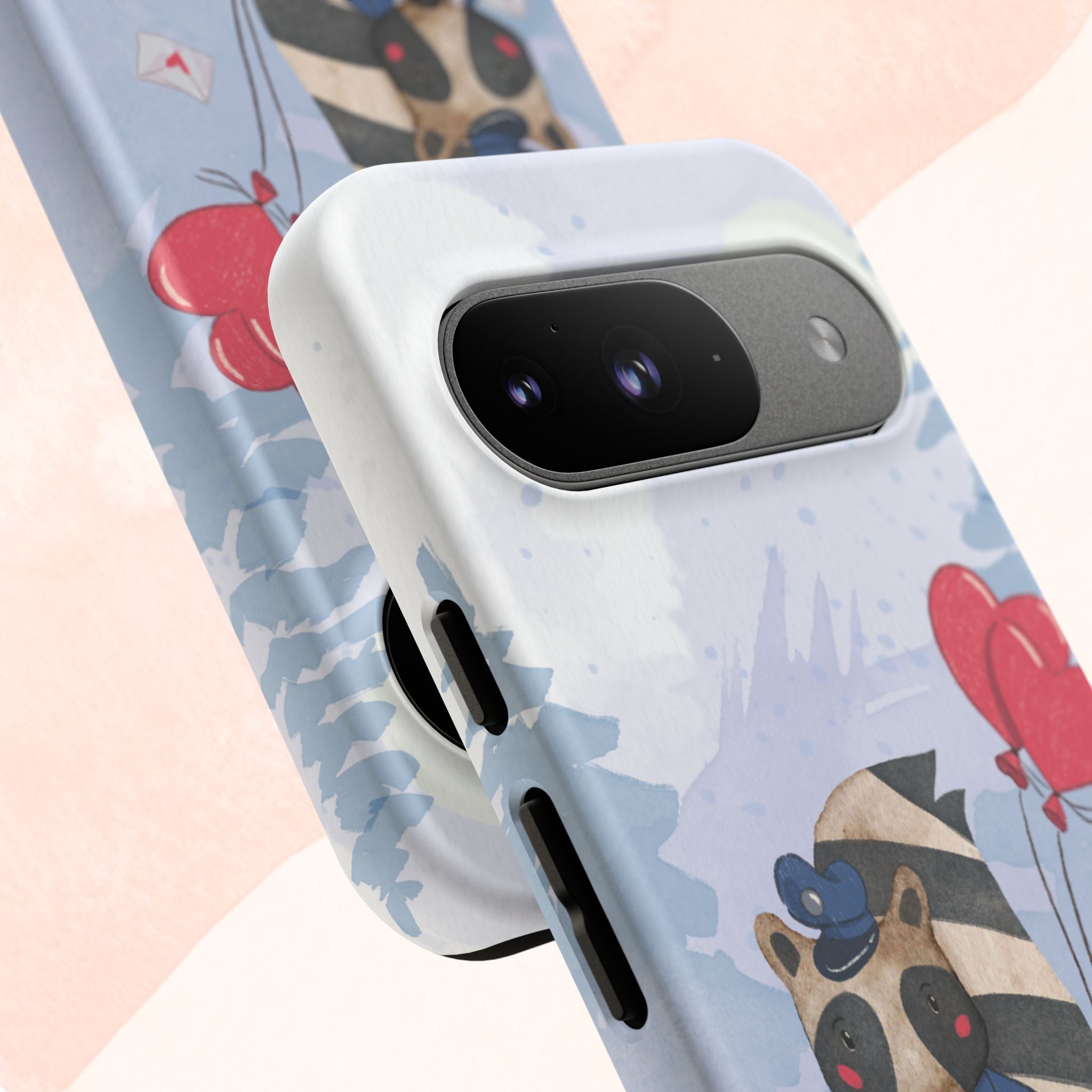 Cute Raccoon Phone Case, Tough Case for Animal Lovers, Valentine's Day Gift, Whimsical Phone Accessory, Gifts for Kids