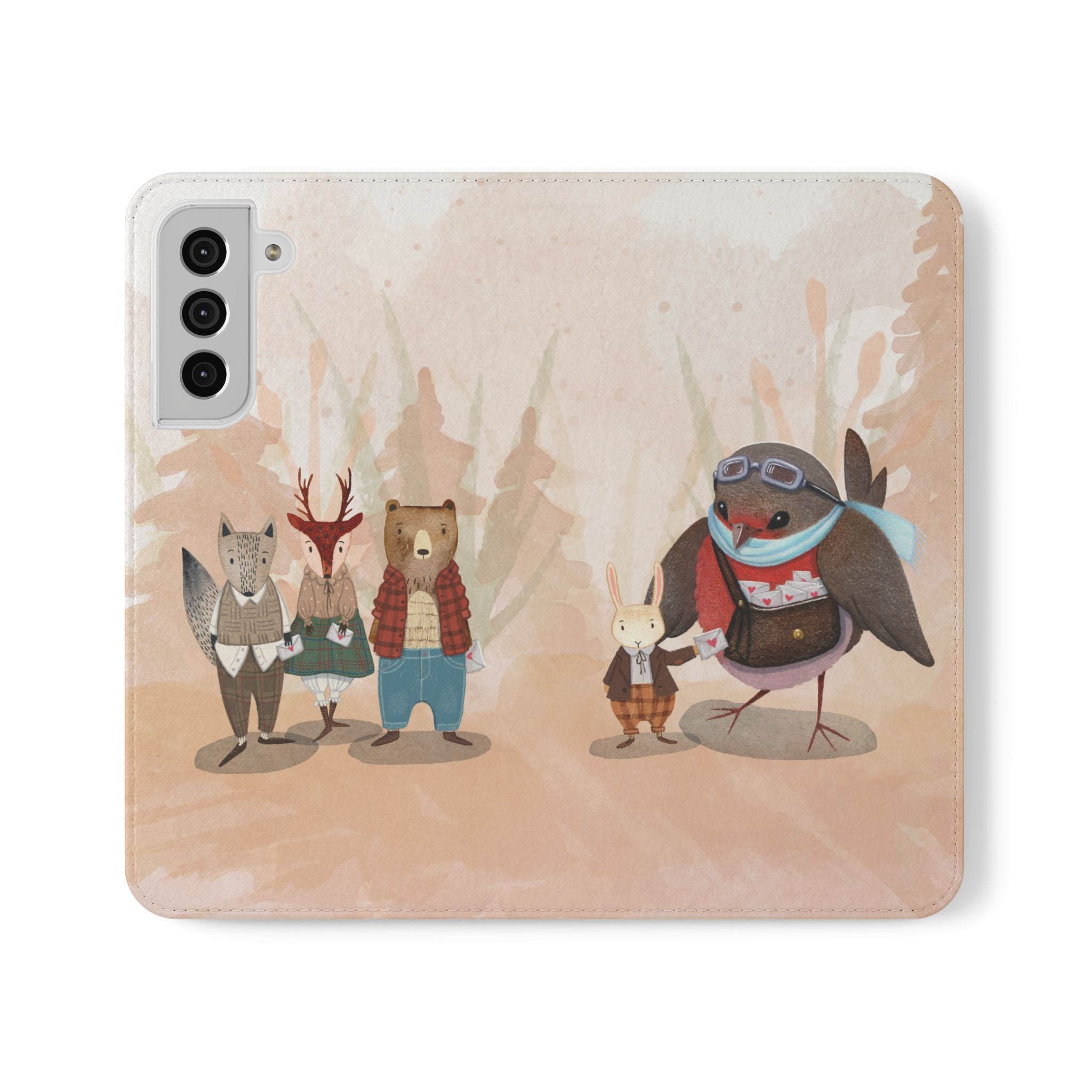 Whimsical Animal Flip Cases for Phones, Cute Woodland Creatures, Forest Friends Phone Cover, Animal Lover Gift, Phone Wallet