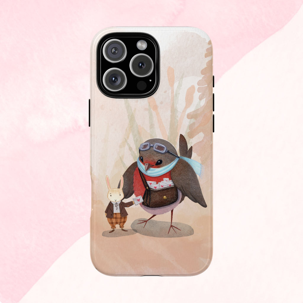 Whimsical Animal Phone Case, Cute Bird and Rabbit Design, Animal Lovers Gift, Nature-Themed Accessory, Eco-Friendly Tech Cover
