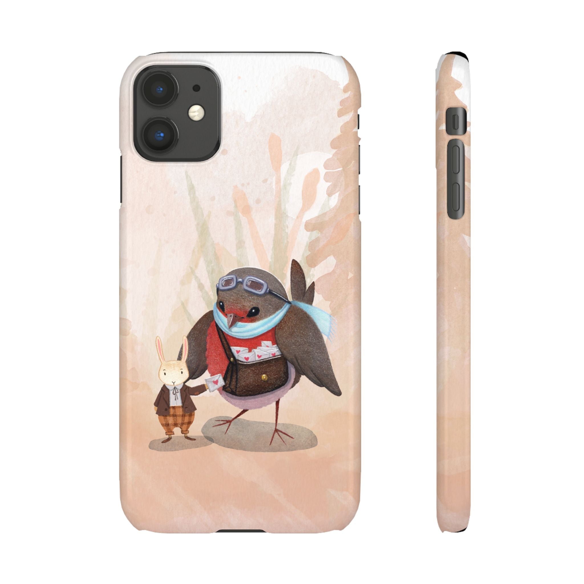 Whimsical Animal Snap Cases, Cute Phone Case, Handmade Bird and Bunny Design, Gift for Animal Lovers, Unique Smartphone Cover