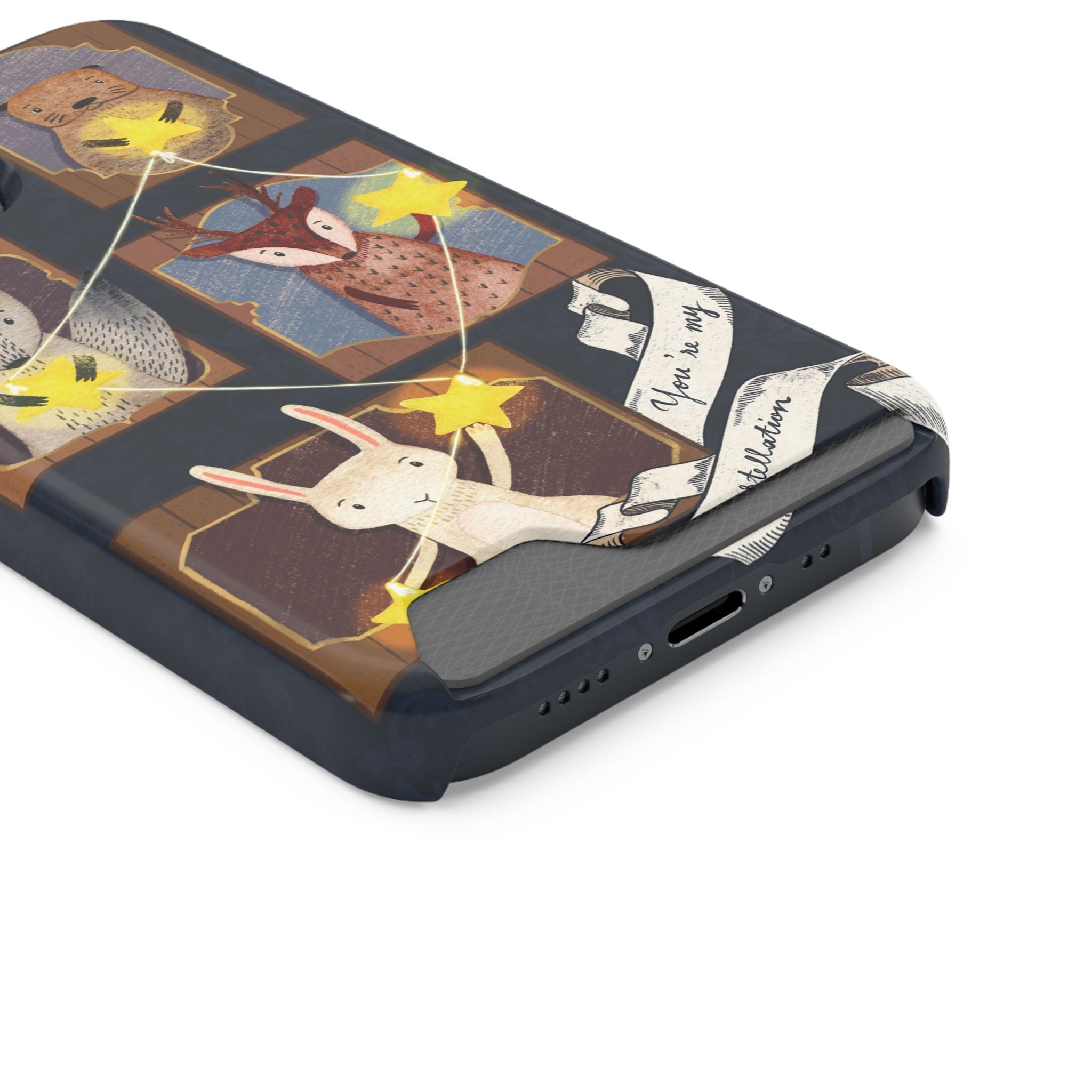 Whimsical Animal Phone Case with Card Holder, Cute Animal Design, Card Storage Case, Ideal for Animal Lovers, Gift for Kids, Birthday