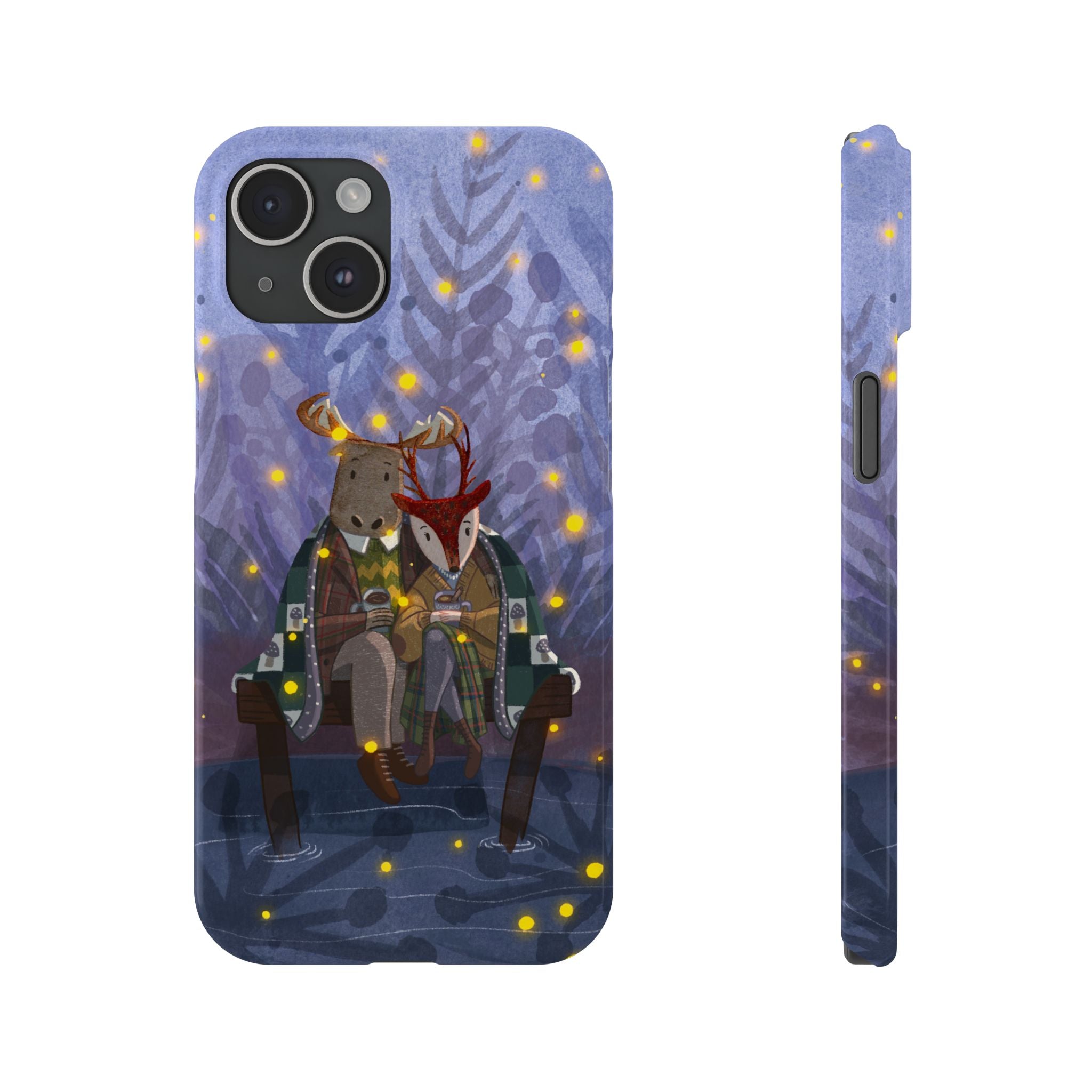 Whimsical Animal Love Slim Phone Cases, Cute Holiday Gifts, Cozy Home Decor, Nature Lover Accessories, Couples Gifts