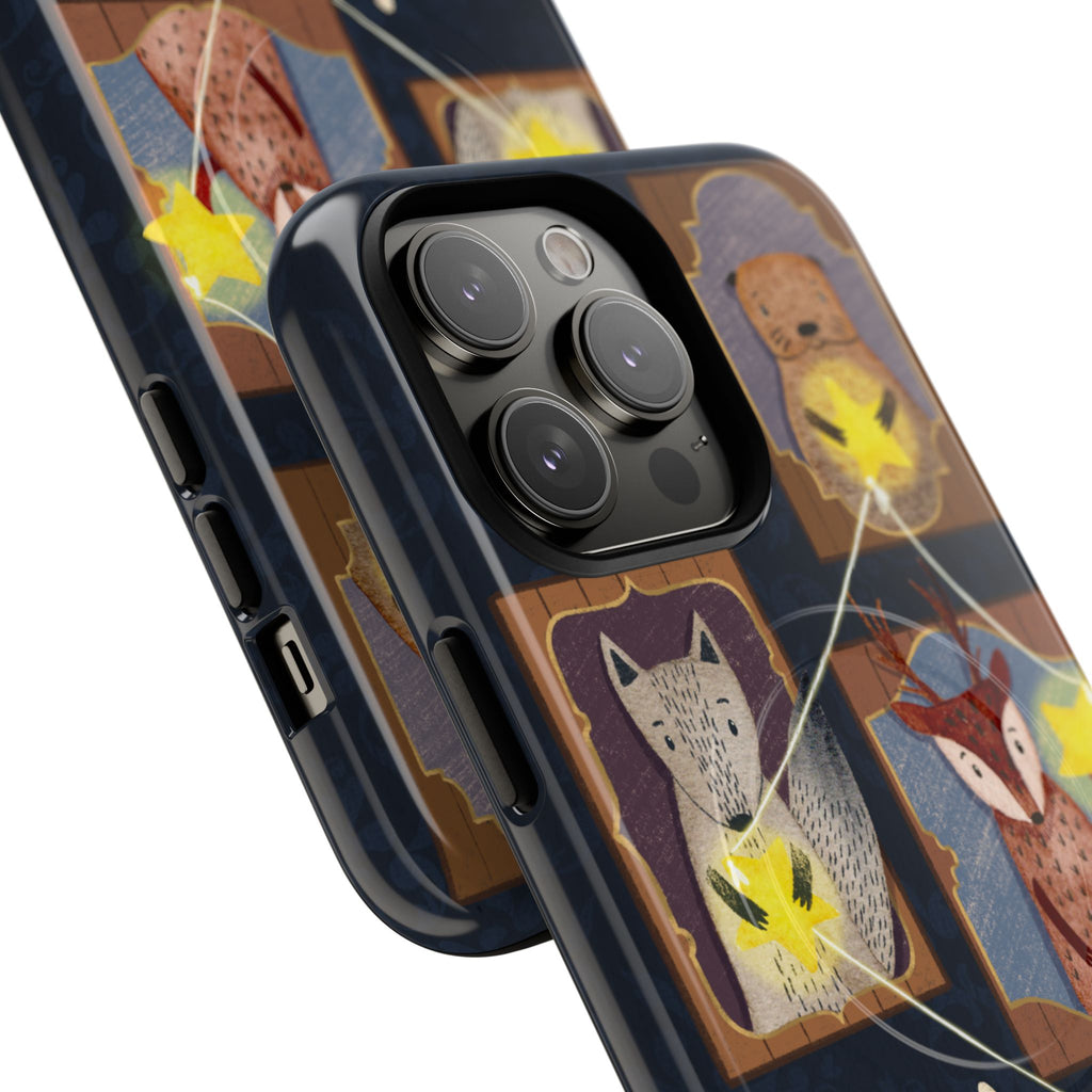 Celestial Animal Stars iPhone Case, Tough Magnetic Cover, Nature Theme, Unique Cute Animal Gifts, iPhone 14 15 16 pro max
