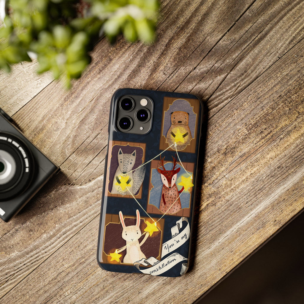 Constellation Friends Slim Case, Woodland Portrait iPhone Cover, Star Collector Design, Cute Kawaii Gift, Phone 8 9 X XR 11 12 13 14 15 16