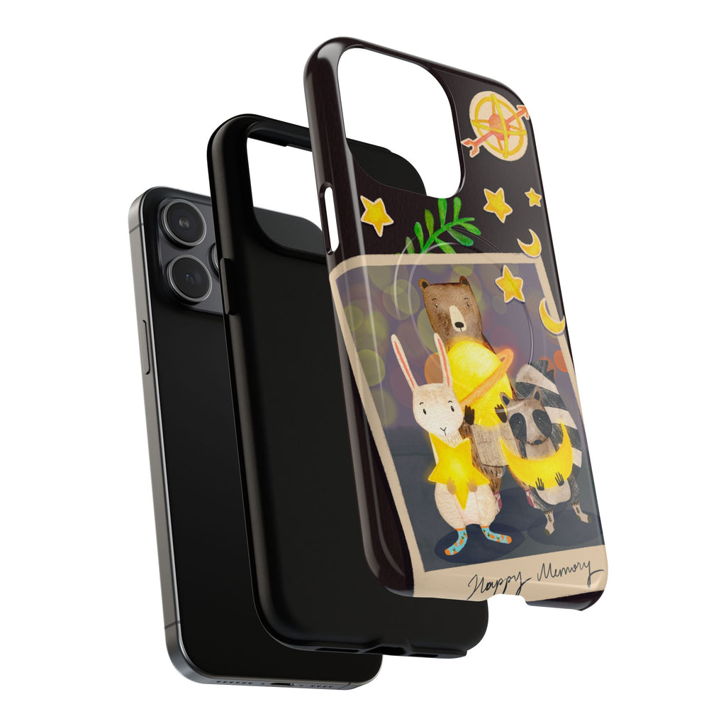Tough Magnetic Cases, Whimsical Animal Phone Case, Cute Bear Rabbit Raccoon Design, Cute gift for her, Birthdays, iPhone 14 15 16 pro max