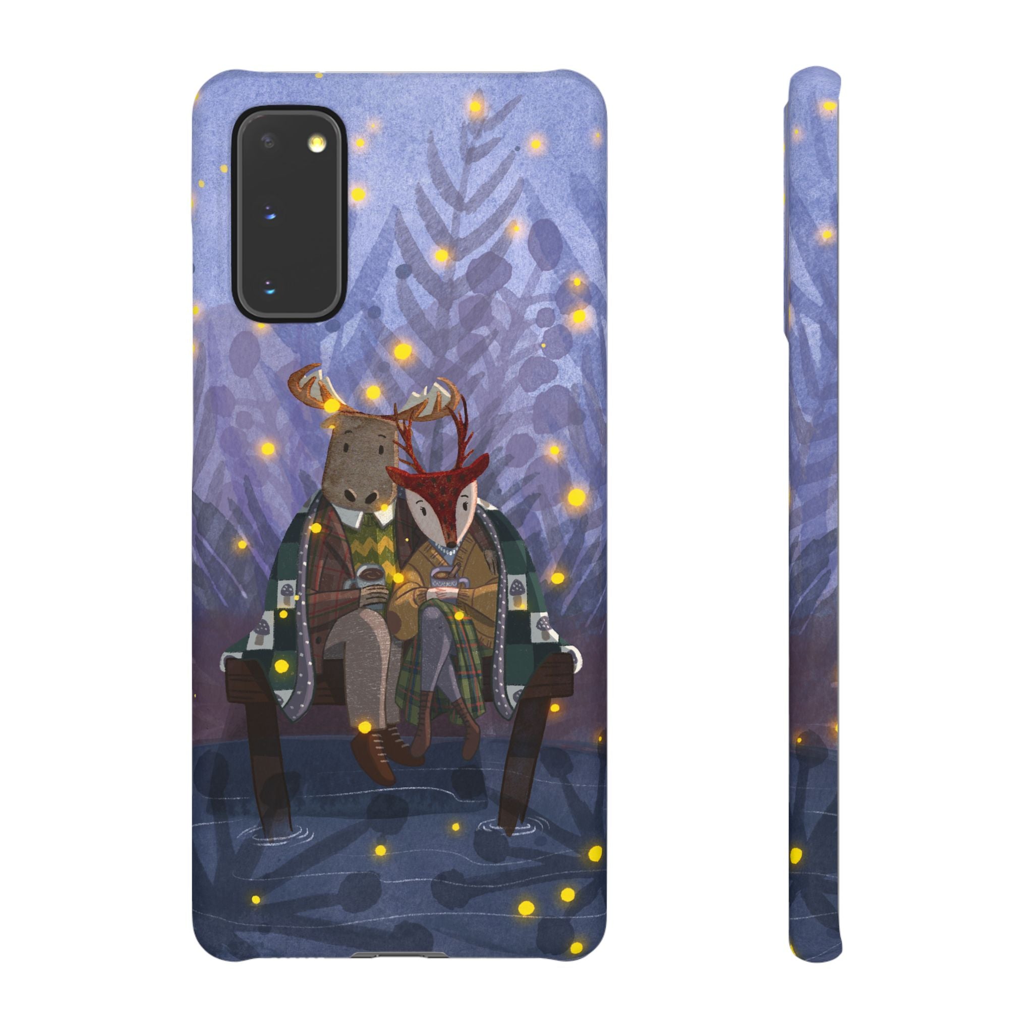 Whimsical Animal Lovers Snap Cases - Cozy Phone Protection, Gift for Nature Lovers, Holiday Decor, Cute Character Design, Animal Couple