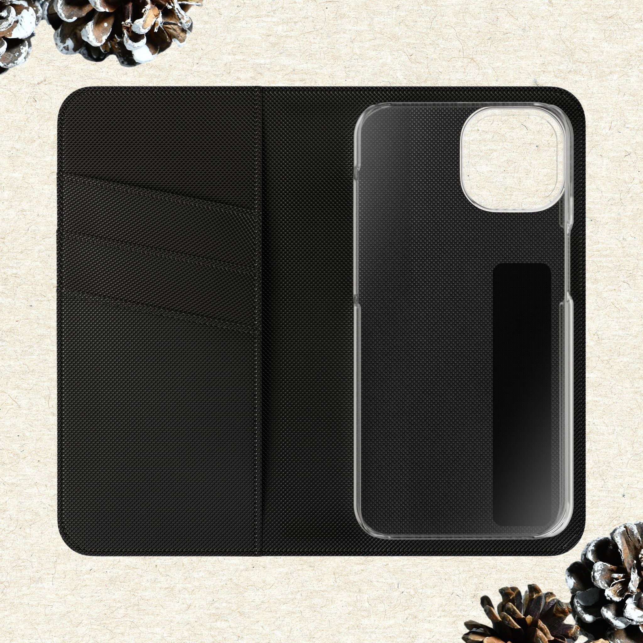 Winter Forest Friends Wallet Case, Woodland Flip Cover, Vegan Leather, Snowy Scene, Cozy Holiday, iPhone 11 12 13 14 15 16, Galaxy S21 S22