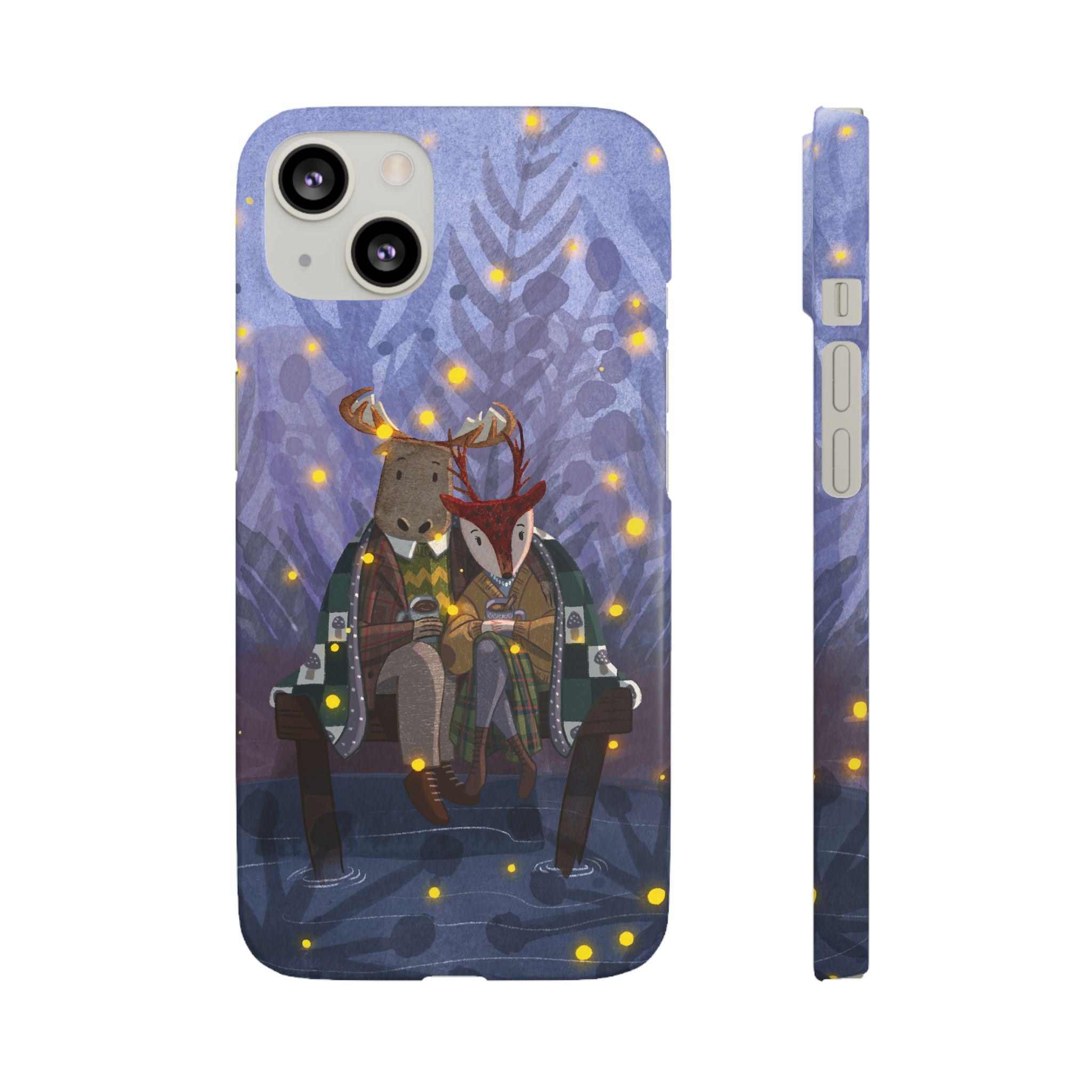 Whimsical Animal Lovers Snap Cases - Cozy Phone Protection, Gift for Nature Lovers, Holiday Decor, Cute Character Design, Animal Couple