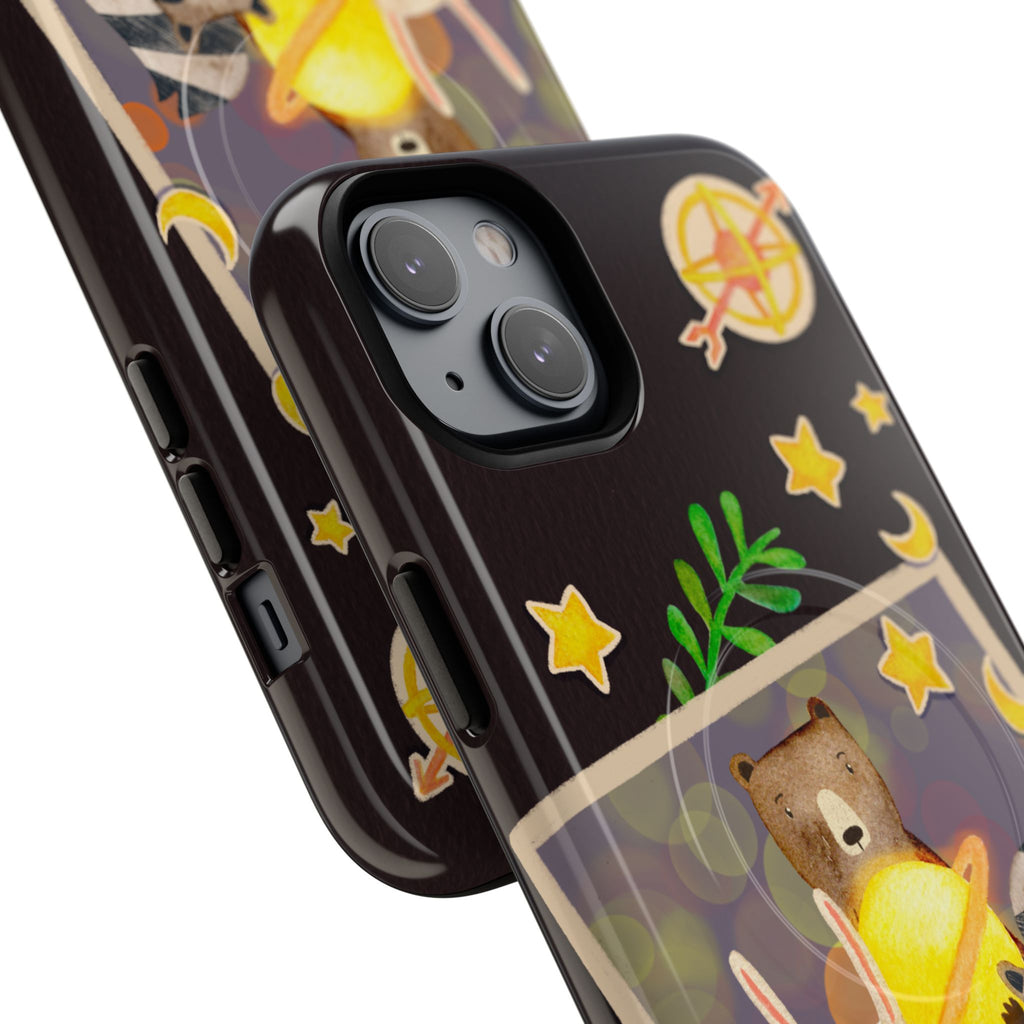Tough Magnetic Cases, Whimsical Animal Phone Case, Cute Bear Rabbit Raccoon Design, Cute gift for her, Birthdays, iPhone 14 15 16 pro max
