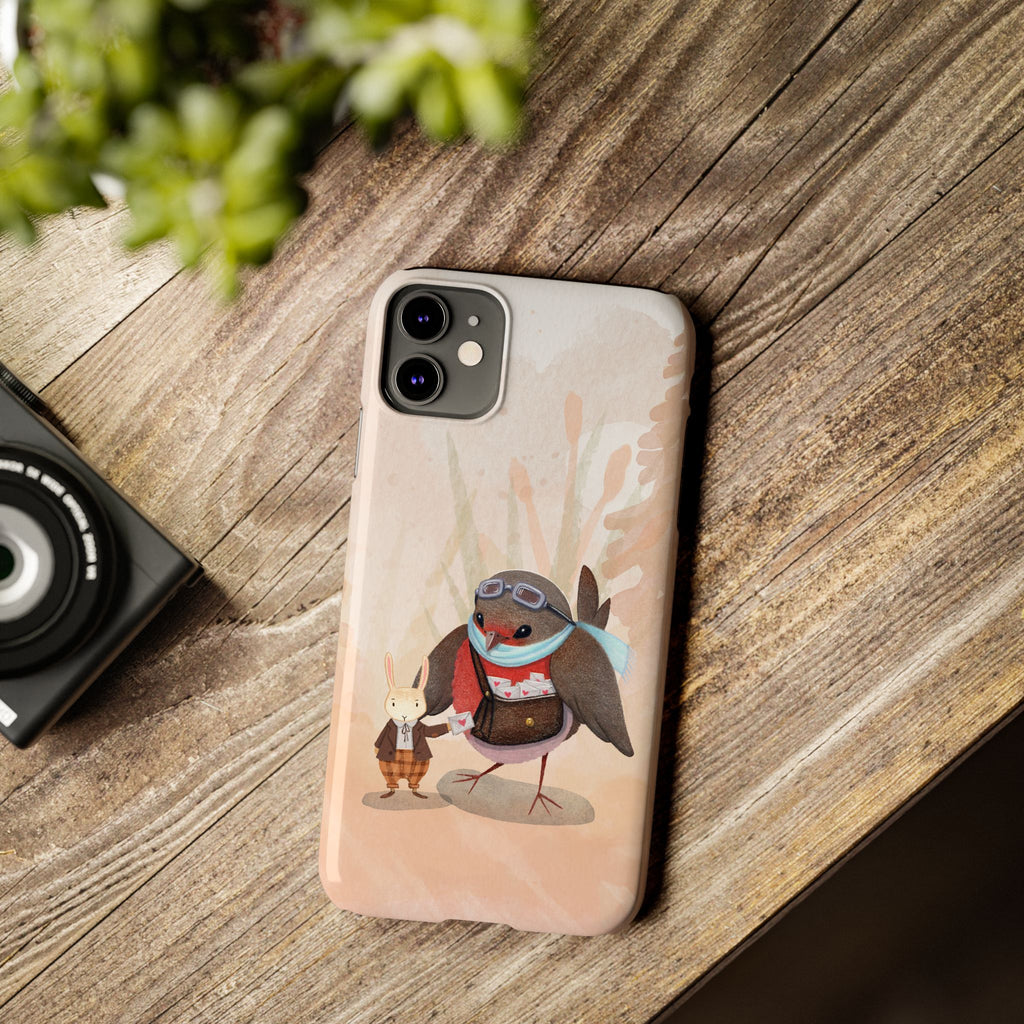 Whimsical Animal Slim Phone Cases - Cute Bird and Rabbit Design, Perfect for Animal Lovers, Gifts for Kids and Teens, Ideal for Birthdays,