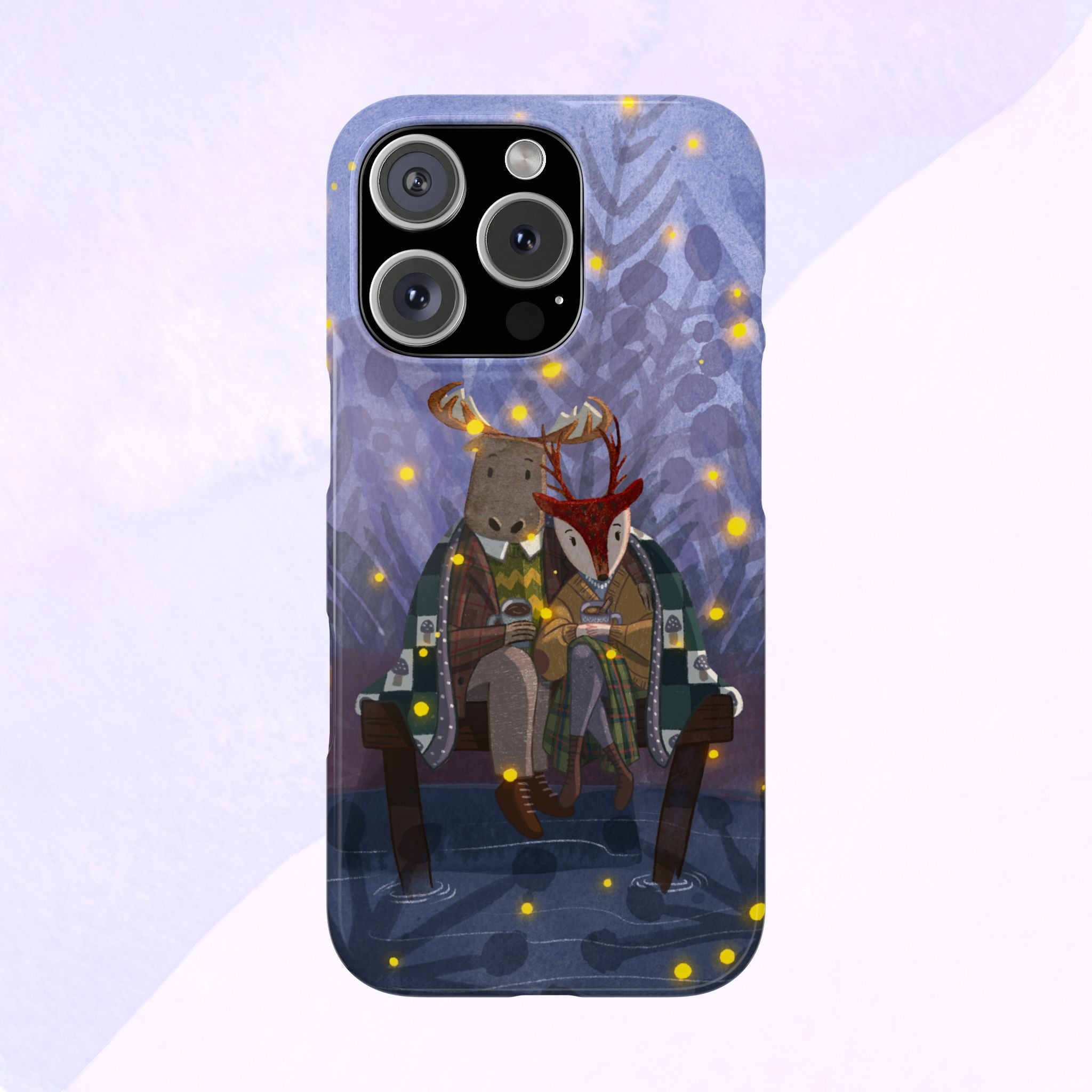 Whimsical Animal Love Slim Phone Cases, Cute Holiday Gifts, Cozy Home Decor, Nature Lover Accessories, Couples Gifts