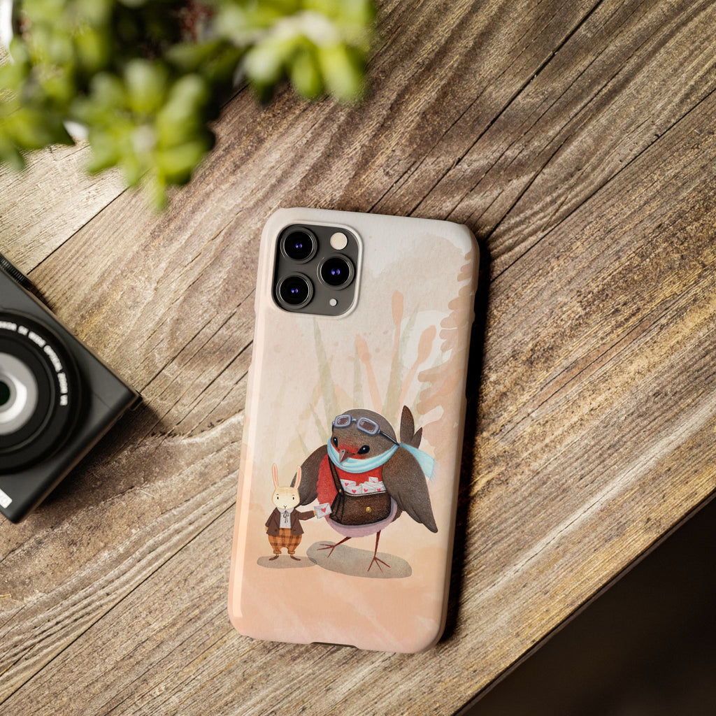 Whimsical Animal Slim Phone Cases - Cute Bird and Rabbit Design, Perfect for Animal Lovers, Gifts for Kids and Teens, Ideal for Birthdays,