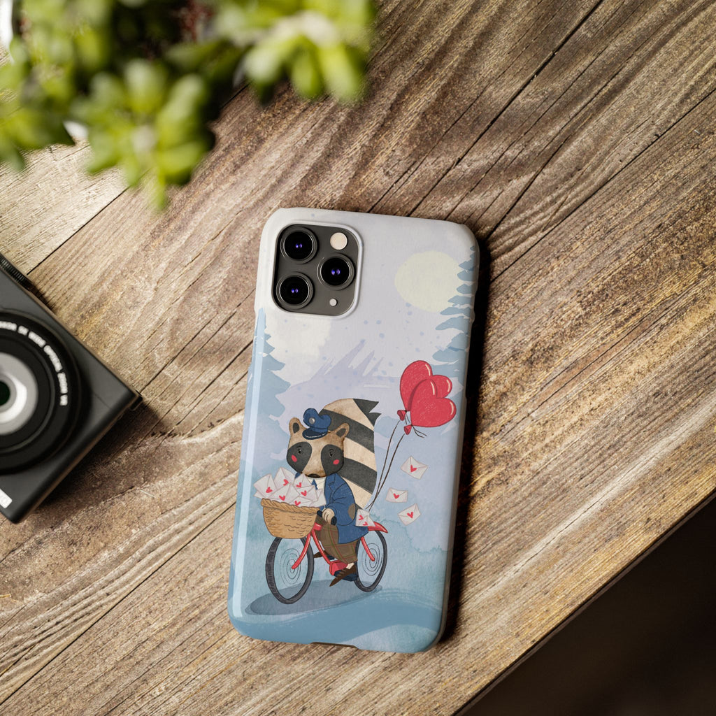 Whimsical Raccoon Slim Phone Case | Cute Animal Design | Perfect for Nature Lovers, Gifts, Birthdays, Valentines Day, Everyday Use
