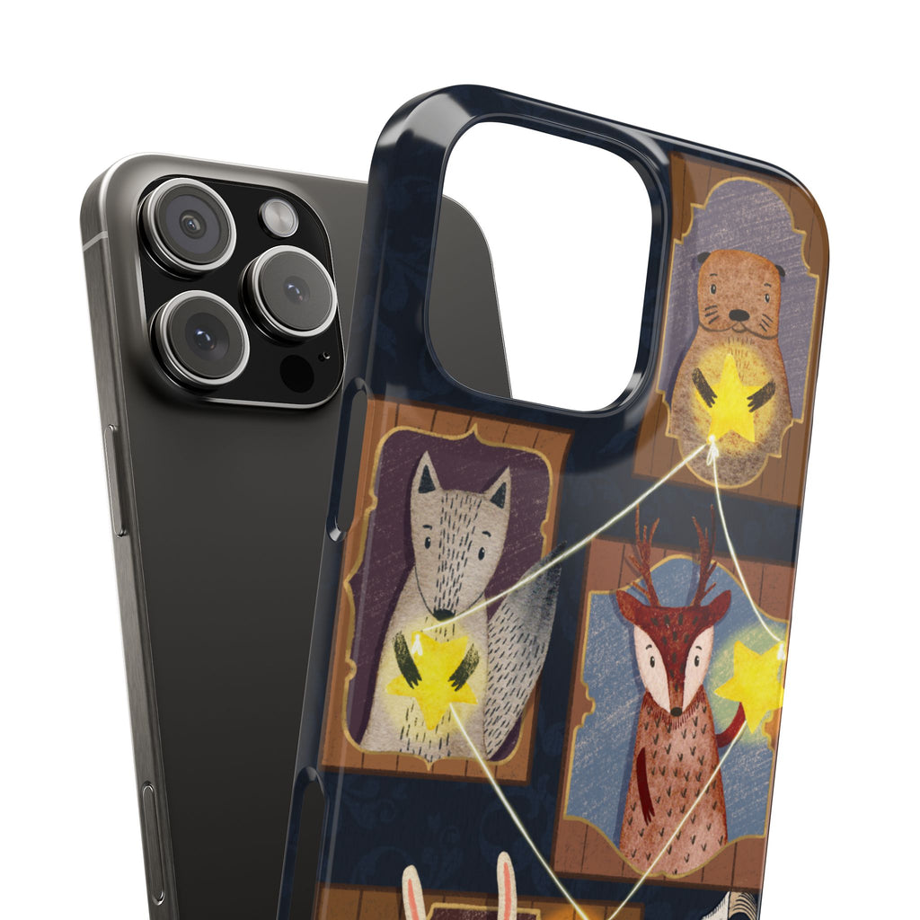 Constellation Friends Slim Case, Woodland Portrait iPhone Cover, Star Collector Design, Cute Kawaii Gift, Phone 8 9 X XR 11 12 13 14 15 16
